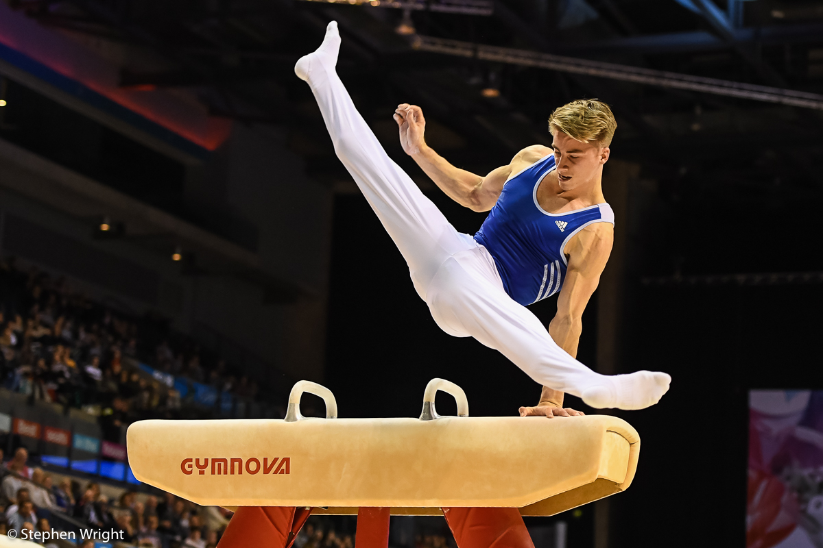 Gaius Thompson on the Pommel Horse.