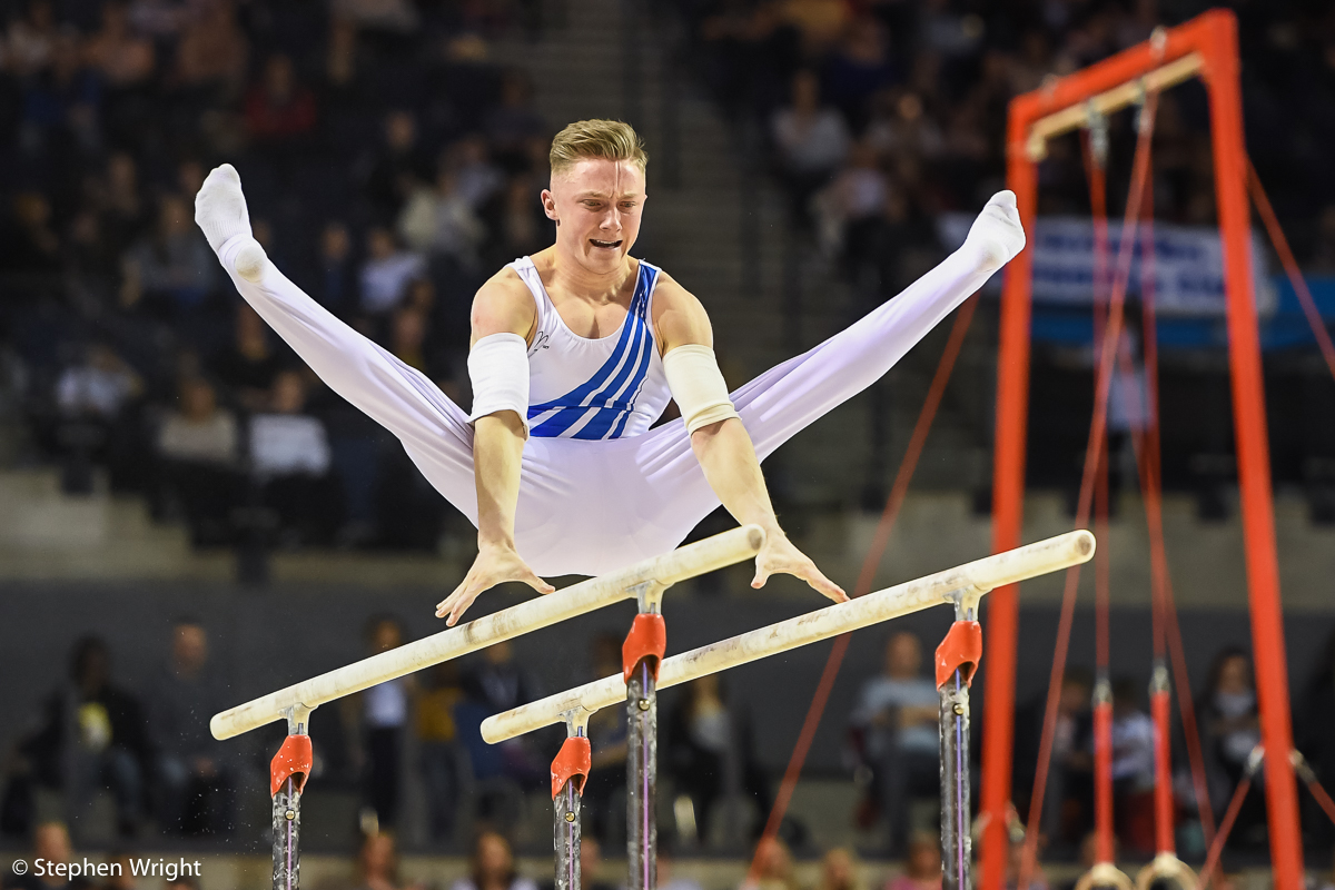 Nile Wilson on the Parallel Bars.