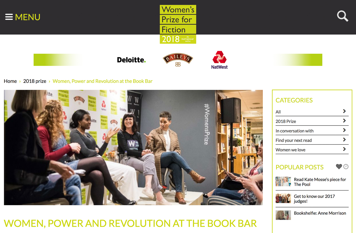 Event photography for Women's Prize for Fiction .