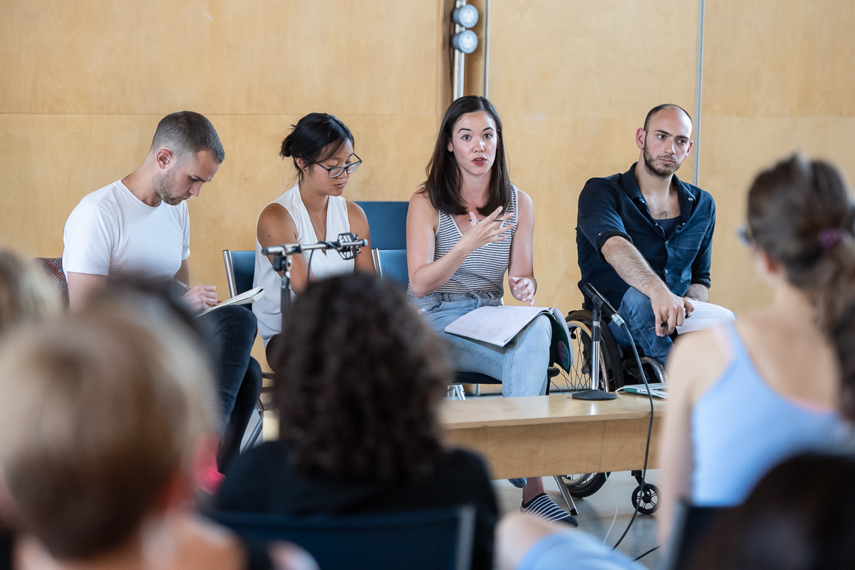 Panel discussions at Siobhan Davies Studios during an event in collaboration with Theatrum Mundi and London Festival of Architecture .
