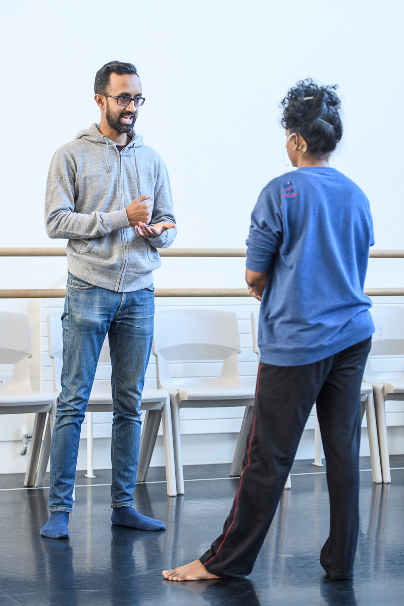 Hema Palani works with Hetain Patel in the studio researching a new work produced by Fuel Theatre .