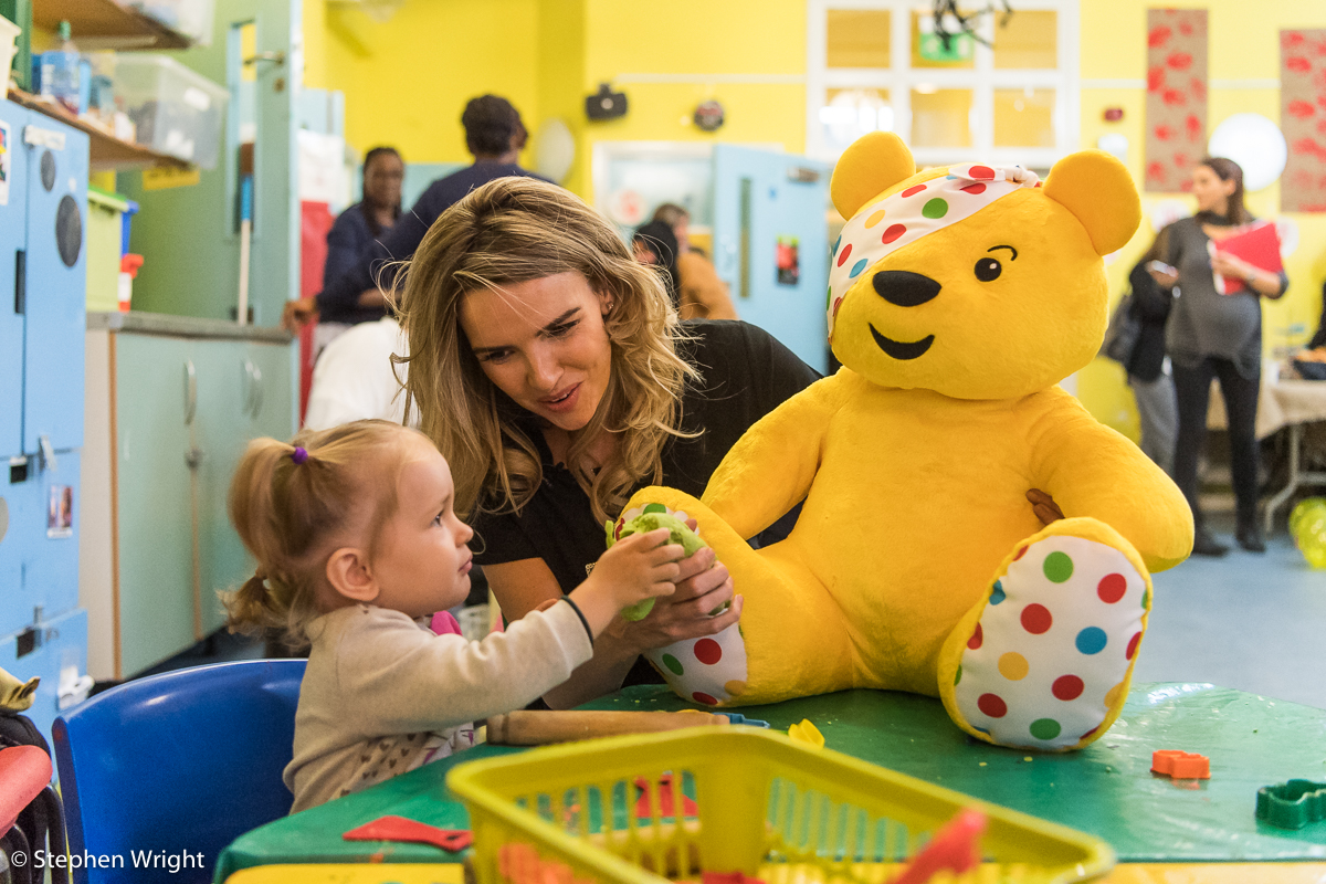 Nadine Coyle attends a nursery with BBC Children In Need and Asda to launch the Power of Play 2018 campaign.