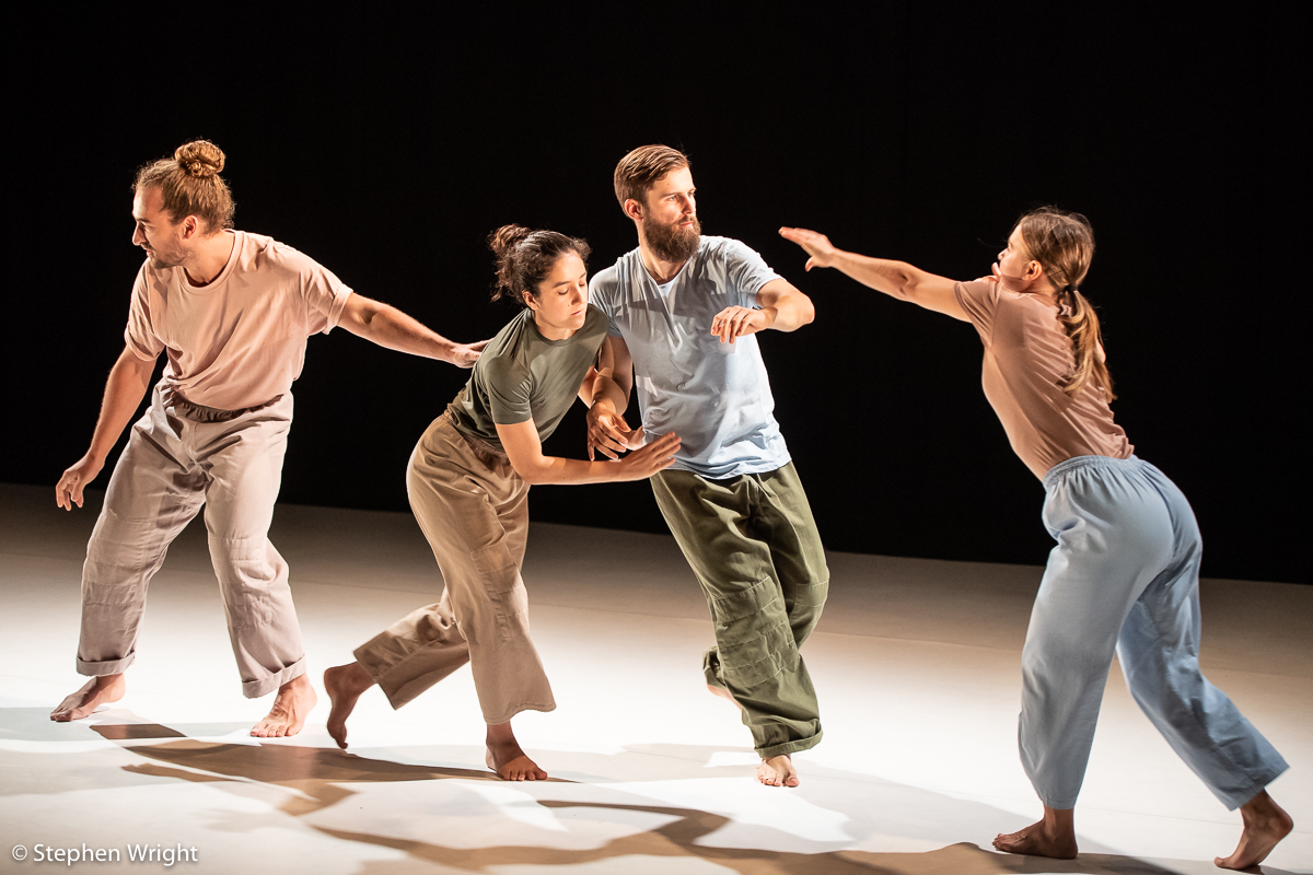 Coral Montejano Cantoral, Flavien Cornilleau, Alex Mikl ó sy and Miia Ma̎kila̎ perform A Quiet Hope choreographed by Wilhelmina Ojanen performed as part of Sadler’s Wells Young Associates .