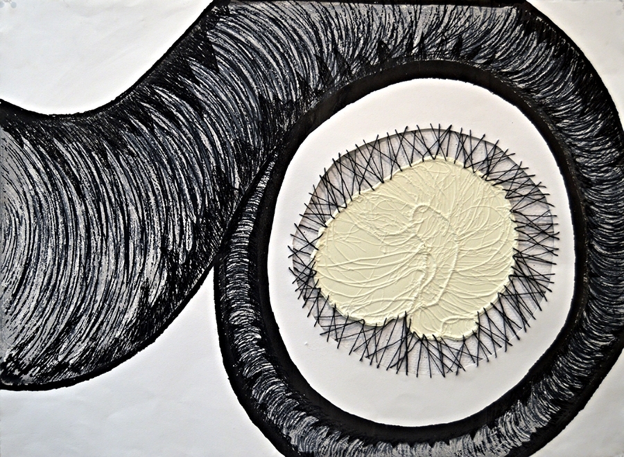 The Thin Line Between Love and Hate | Collagraph, Silkscreen, Embossing with Thread | 22 x 30" | 2014