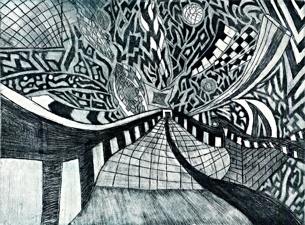 ...Recalculating | Line Etch and Aquatint | 9" x 12" | 2013