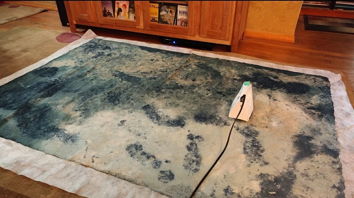How else would you dry a 4’ x 6’ sheet of handmade paper when the weather isn’t cooperating?
