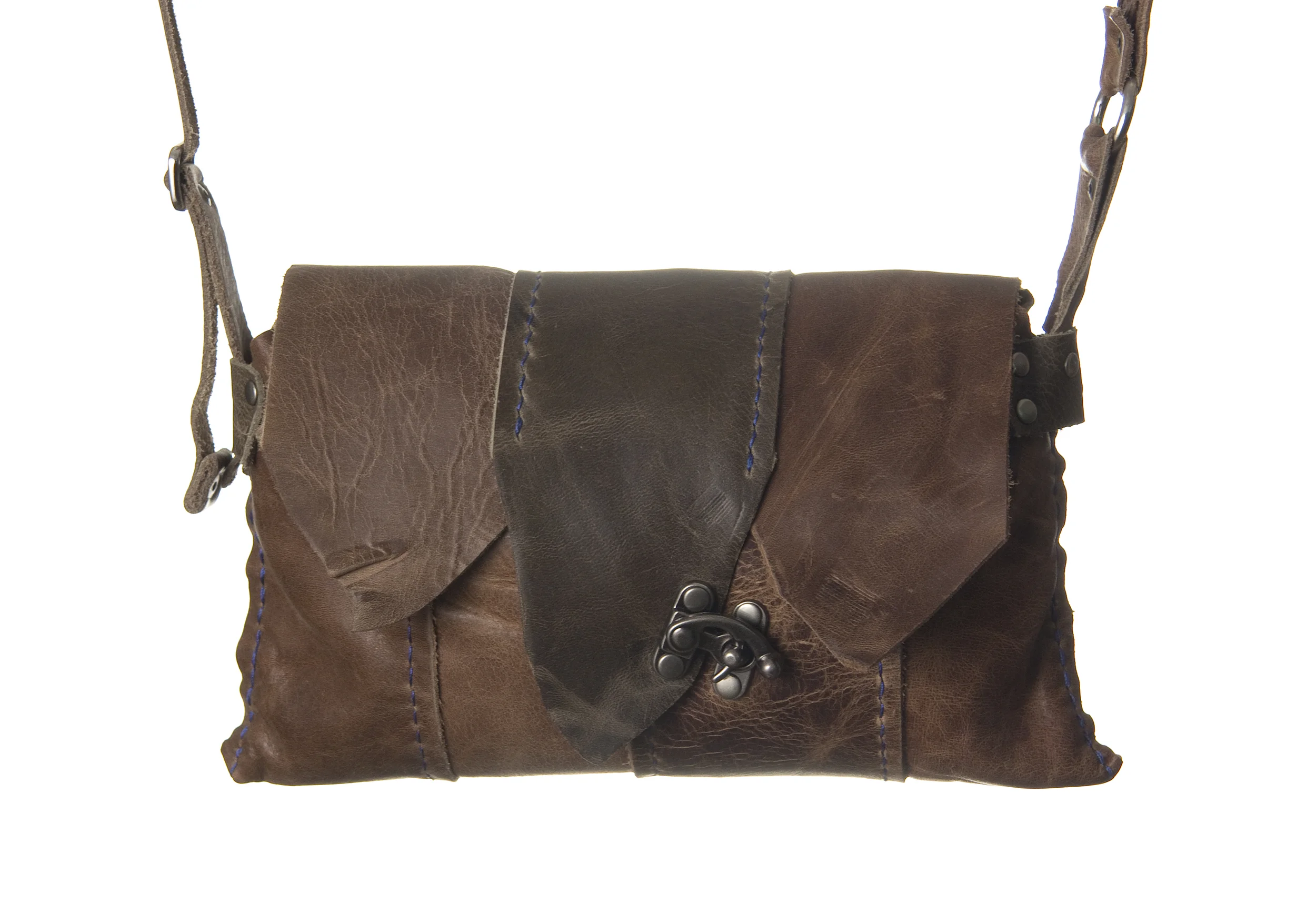 Light Army Green and Medium Brown Handsewn Handbag