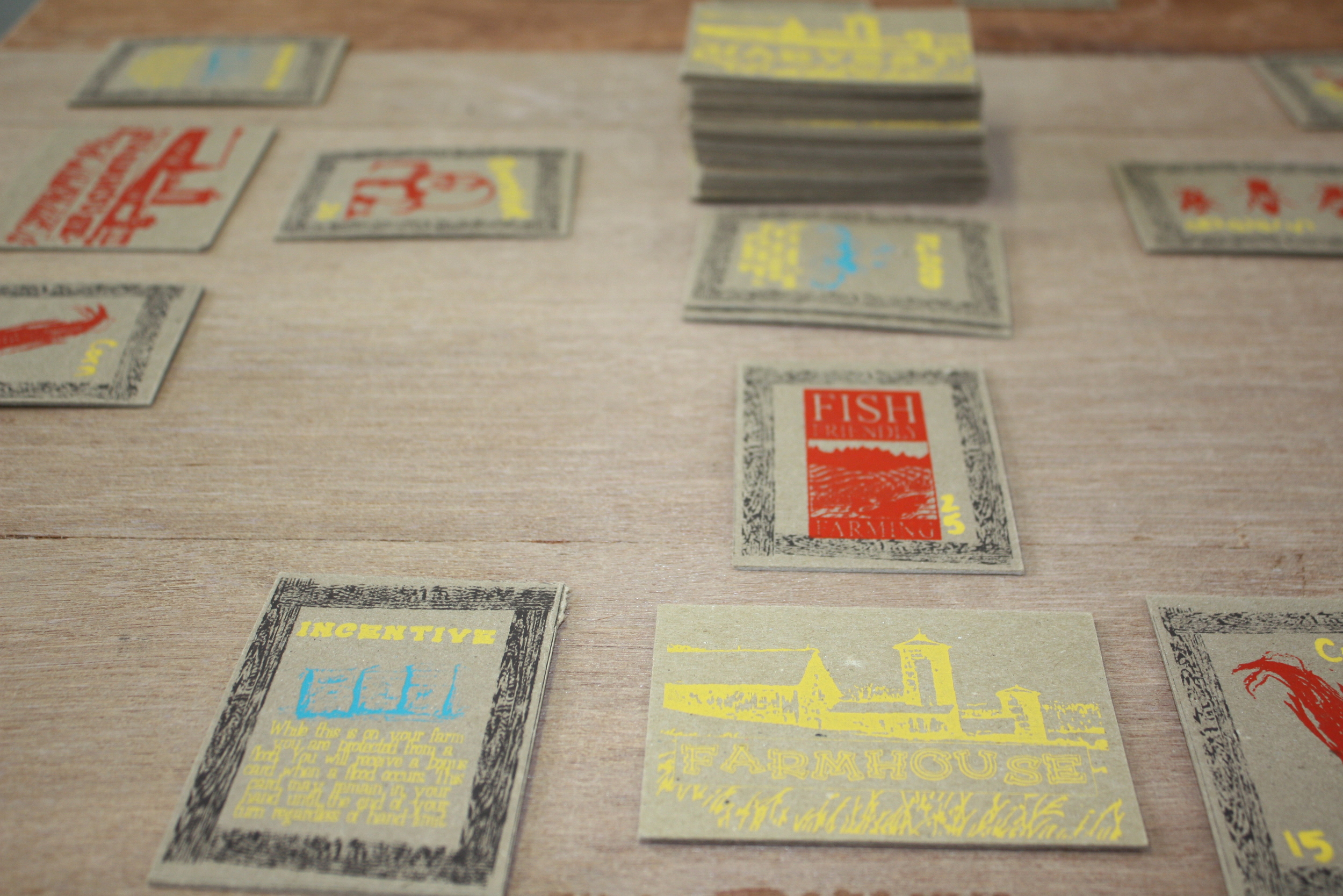  Silkscreened Card Game on Chipboard, 60 pieces, 2013 