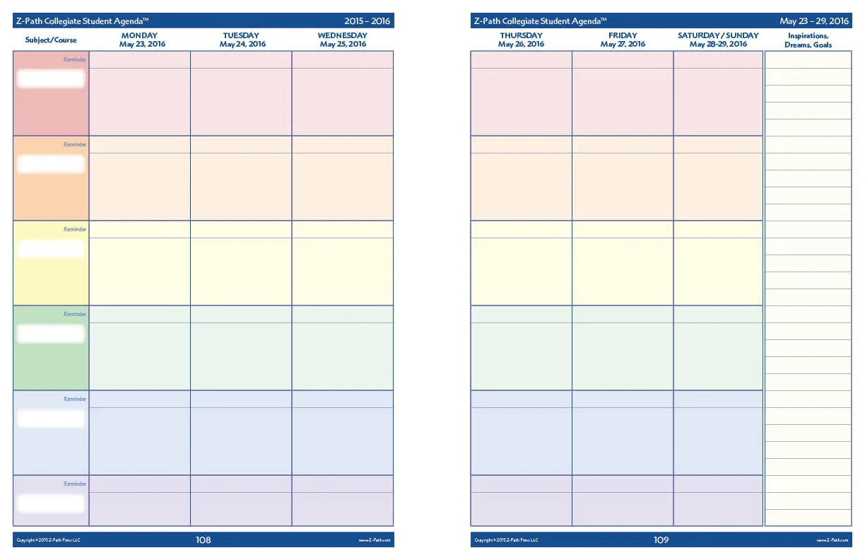 Collegiate Student Agenda - Weekly