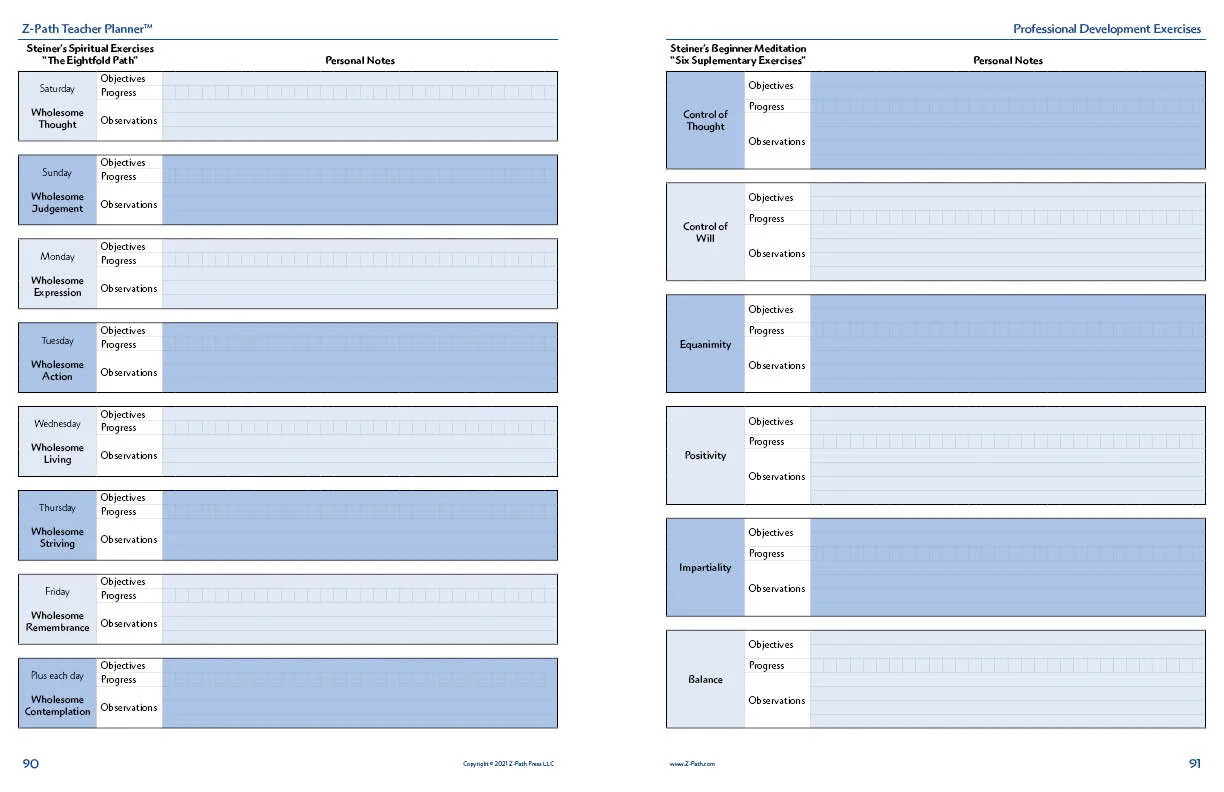Z-Path Teacher Planner - Steiner Exercises