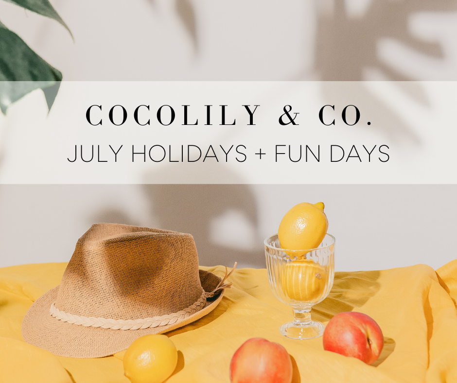 July Calendar for Holidays and Fun National Days