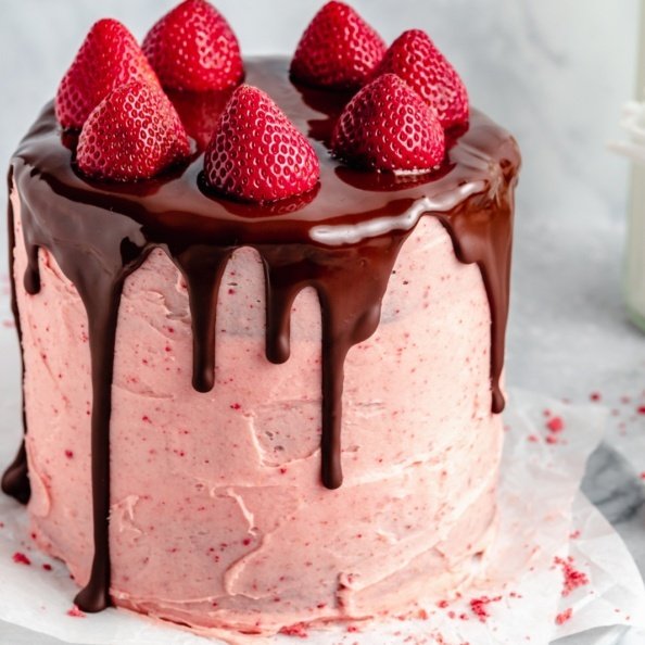 Inside Out Chocolate Covered Strawberry Cake