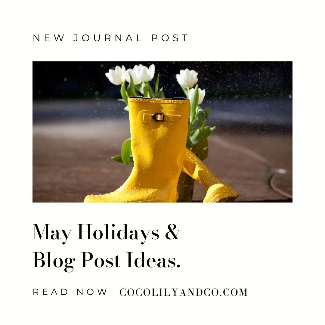 Now up on the COCOLILY &amp; CO. Journal / May Holidays and Fun Days to add to  your social media content calendar. ⁠
⁠
You will also find a few blog post ideas for May and a monthly marketing tip! ⁠
⁠
Save this list and use for content ideas.⁠
⁠
📰 