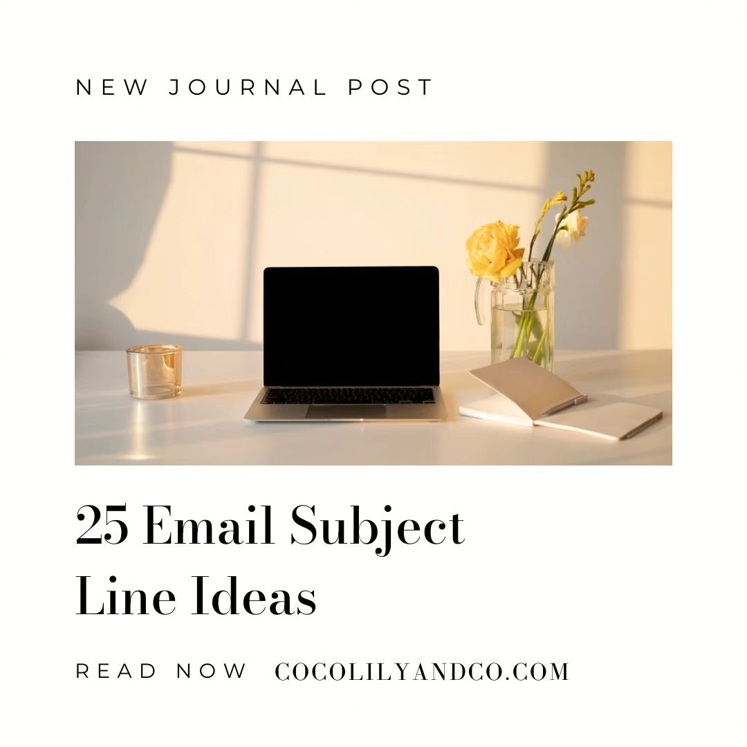 Now up on the COCOLILY &amp; CO. Journal / 25 Email Subject Line Ideas.⁠
⁠
📰 Read the full post on the COCOLILY &amp; CO. Journal.⁠
cocolilyandco.com⁠
⁠
⁠
.⁠
.⁠
.⁠
.⁠
.⁠
.⁠
⁠
#caffeinateandconquer #dreamersanddoers #entrepreneurlife #pursuepretty #f