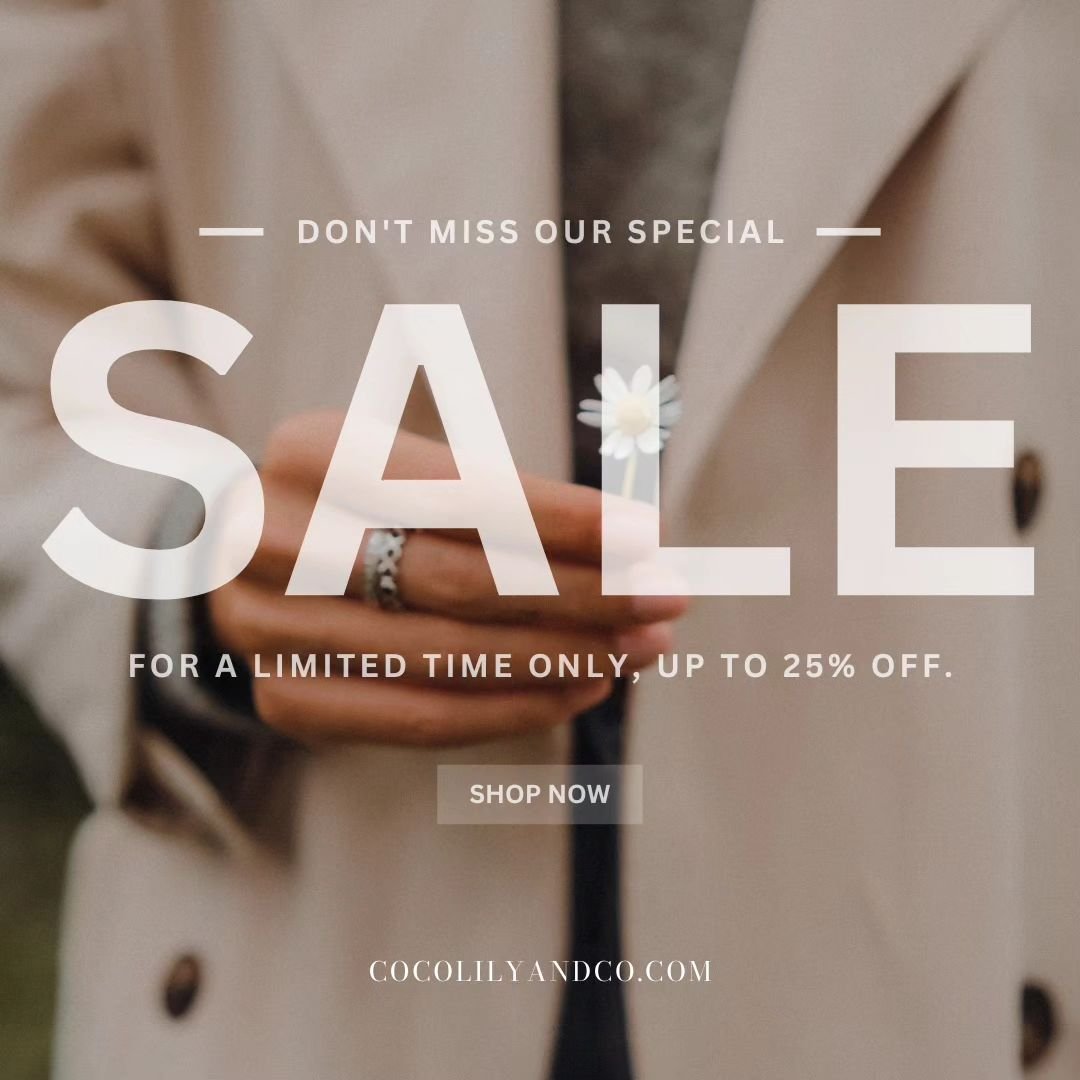 Don't miss our special SALE -- available for a limited time -- up to 25% off on all SHOP items.⁠
⁠
This includes:⁠
- editable social media templates⁠
- printables⁠
- editable thank you cards⁠
- editable business cards⁠
⁠
SHOP at cocolilyandco.com⁠
⁠

