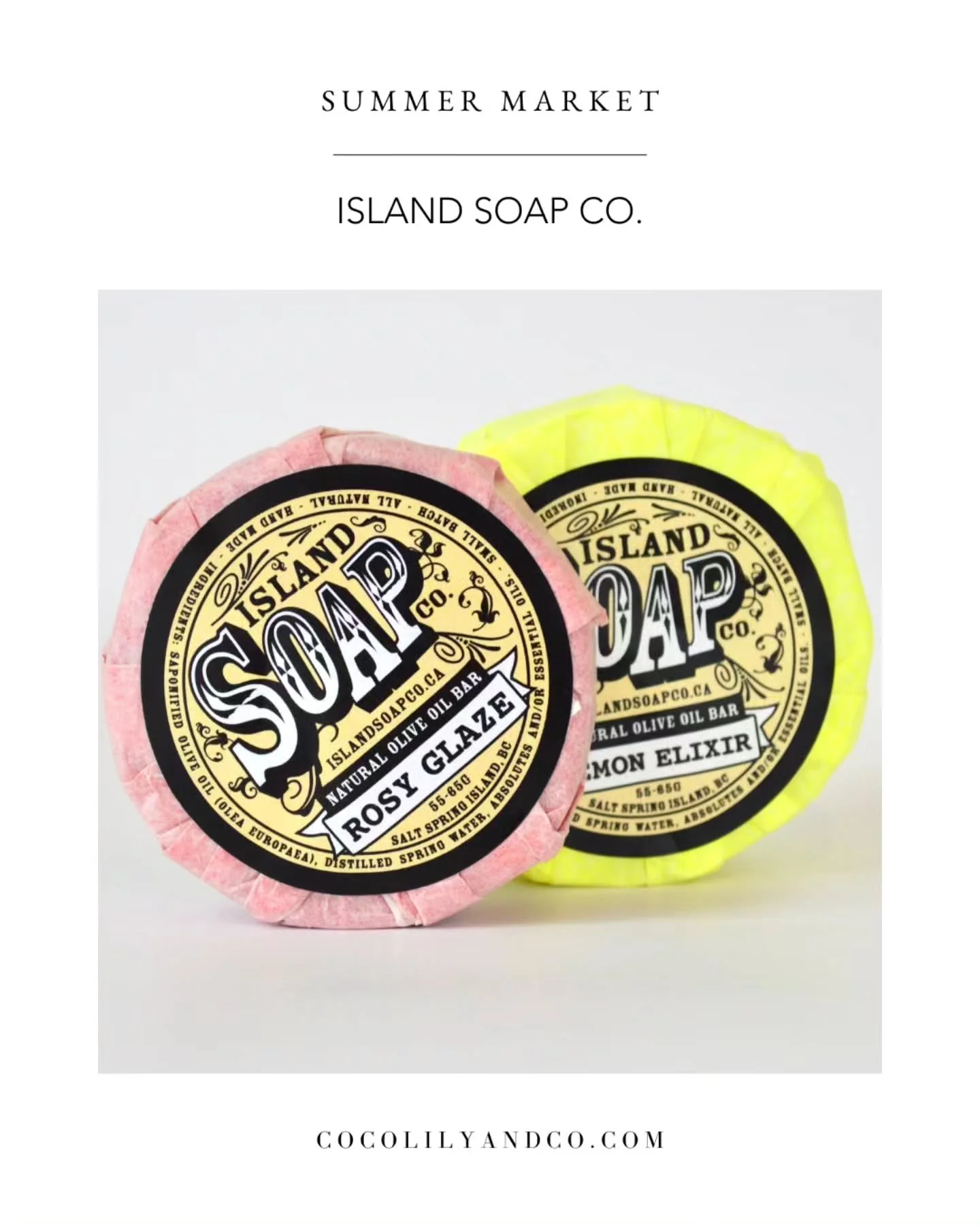 Island Soap Co. / Saltspring Island, British Columbia⁠
⁠
Artisanal, handmade soaps and body products made with pure, natural ingredients. Each creation brings gentle care and nourishment to the skin while celebrating simple, effective formulations. ⁠