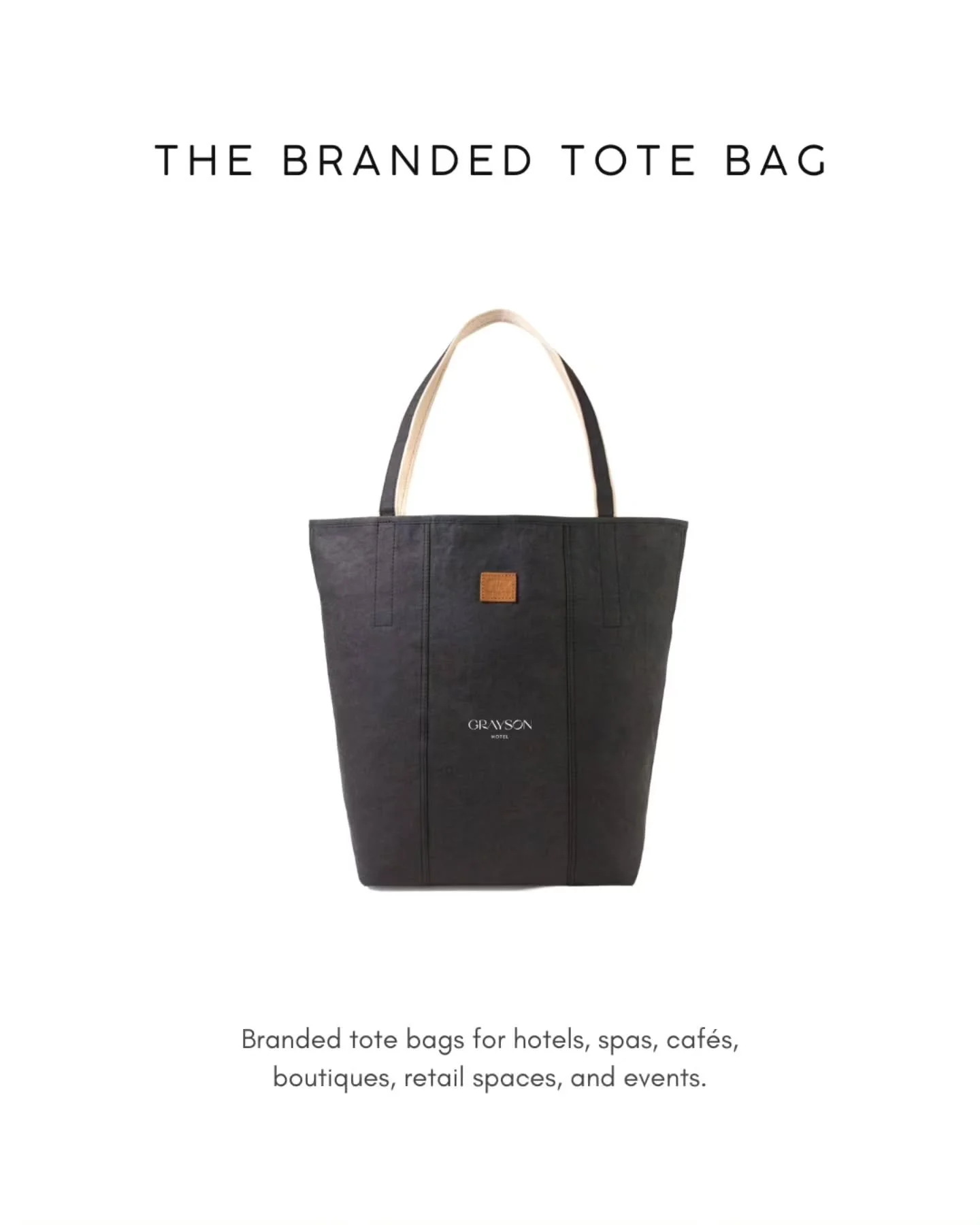 The Branded Tote Bag⁠
⁠
Branded tote bags for hotels, spas, caf&eacute;s, boutiques, retail spaces, and events.⁠
⁠
Used for guest arrivals, retail packaging, conferences, gifting, and client experiences.⁠
⁠
Available through The House of COCOLILY and