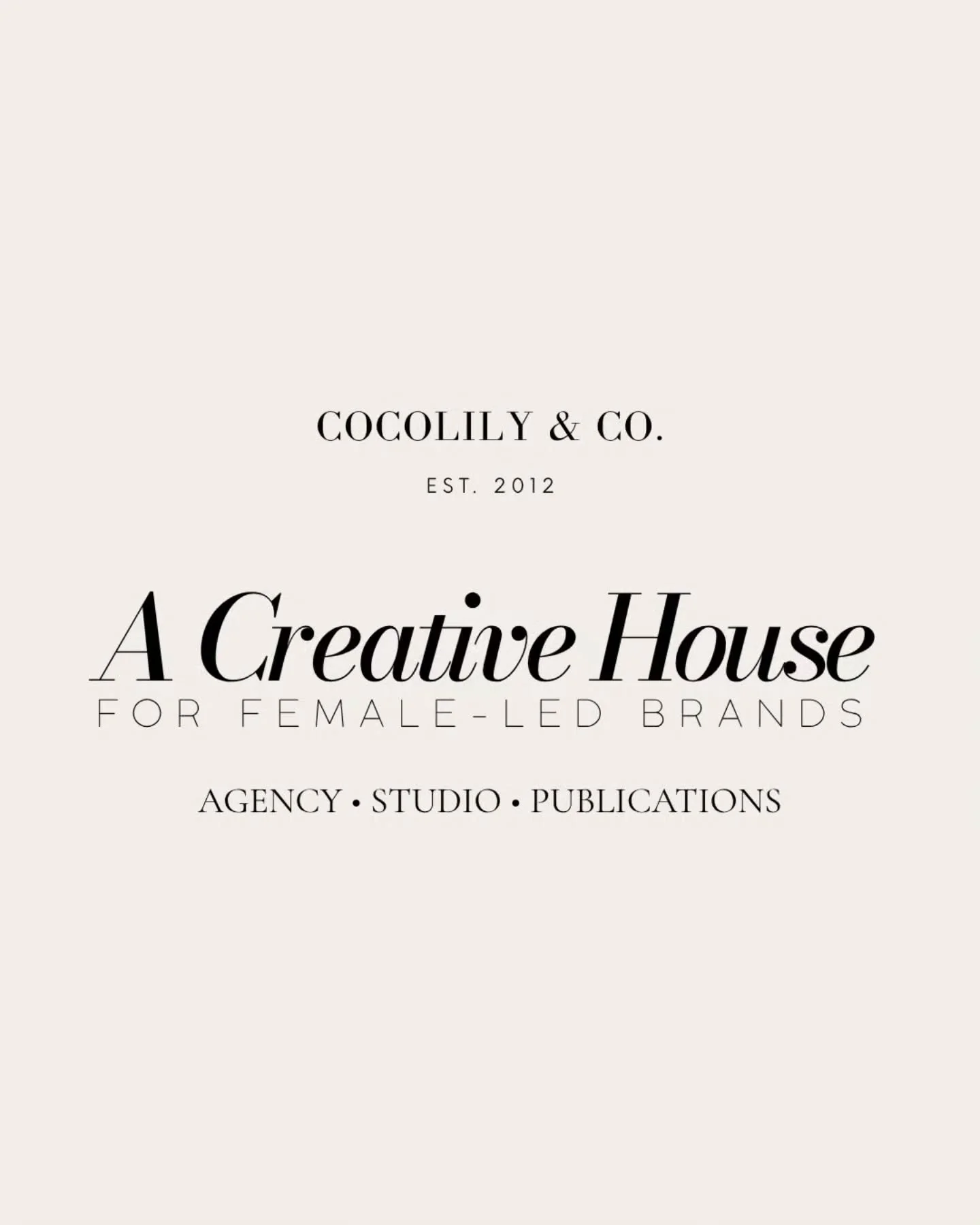 COCOLILY &amp; CO. is a creative house for female-led brands.⁠
⁠
Our work brings together three divisions.⁠
⁠
STUDIO⁠
Custom merchandise collections developed around the brand.⁠
⁠
AGENCY⁠
Brand publishing and creative campaigns.⁠
⁠
PUBLICATIONS⁠
Inde