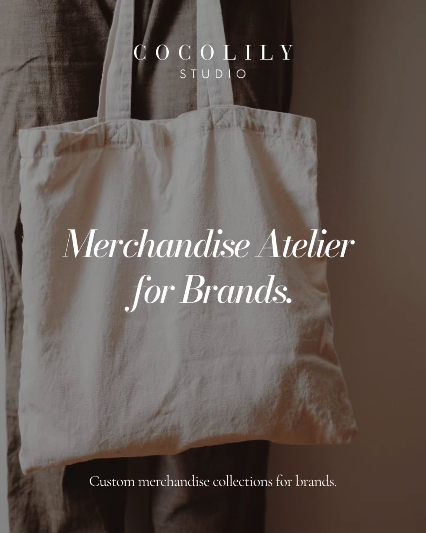 COCOLILY STUDIO⁠
A Merchandise Atelier for Brands.⁠
⁠
We develop custom merchandise collections for brands.⁠
⁠
What We Create For Brands.⁠
⁠
Custom candles⁠
T-shirts, socks and caps⁠
Journals and notebooks⁠
Drinkware and barware⁠
Logo cookies⁠
Hot ch