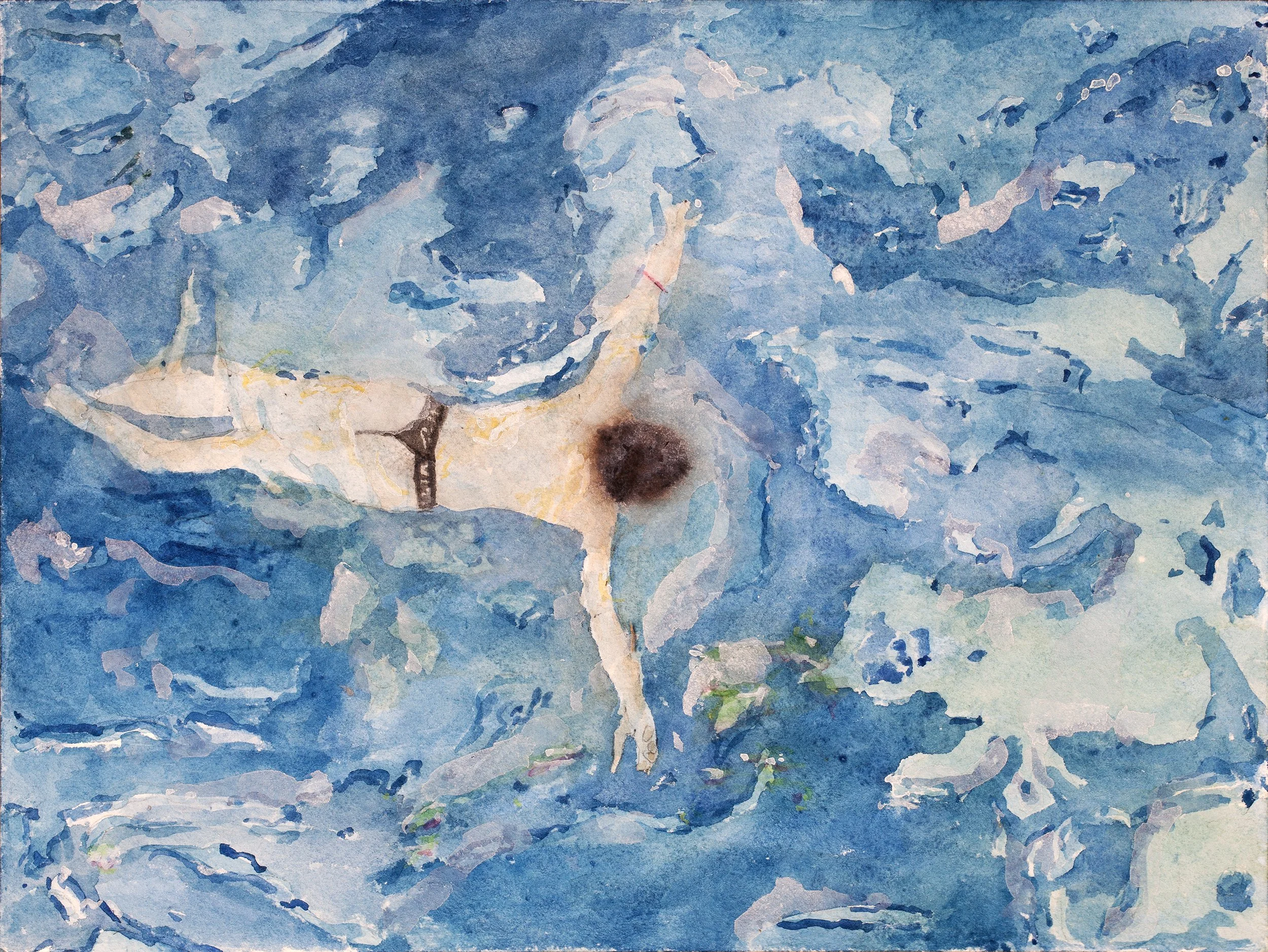 Swim, 2026, watercolor & pencil on paper, 9 x 12 inches