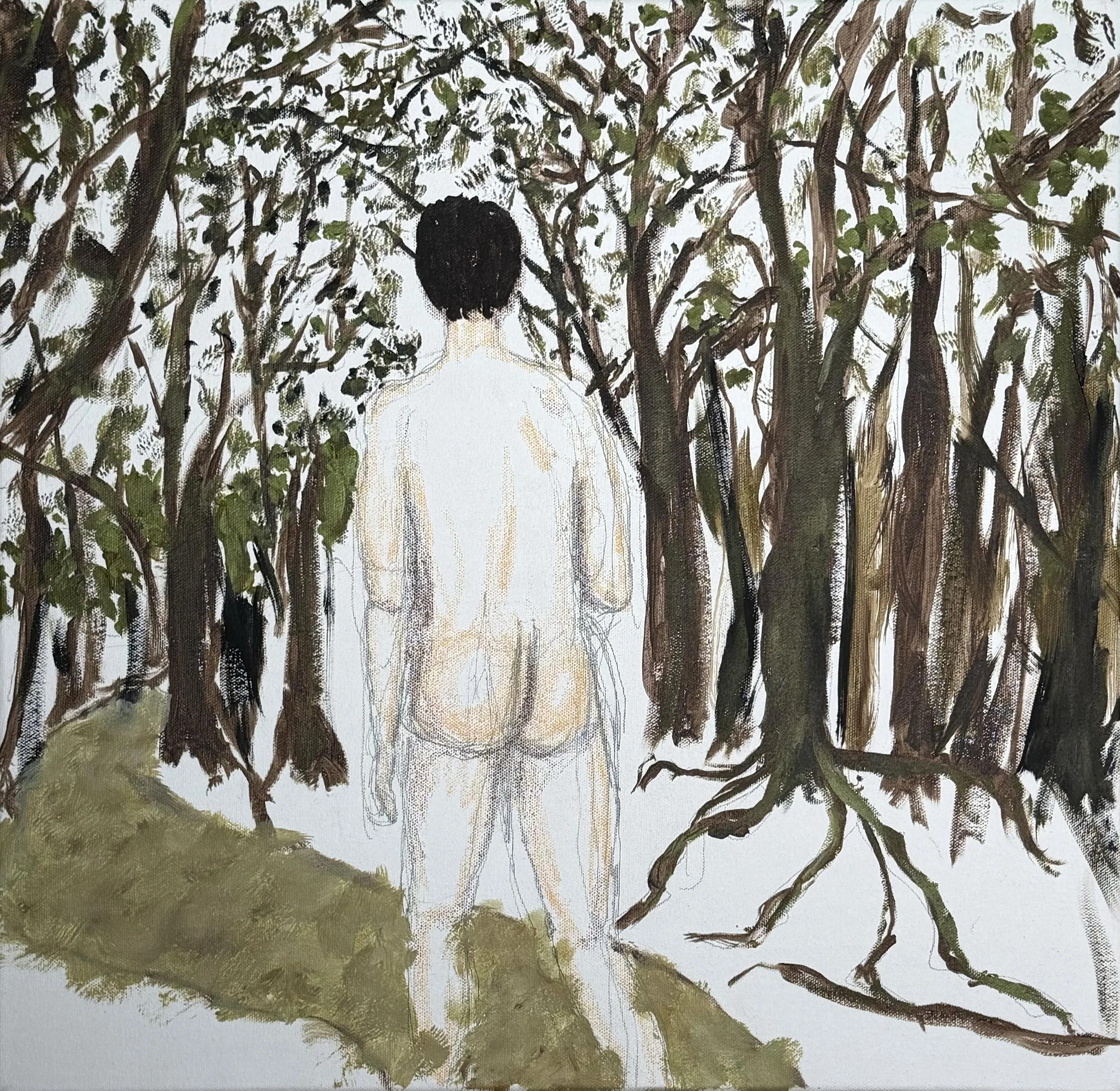 Lomi undone, 2025, oil on canvas, 20 x 20 inches — AVAILABLE (email for details)