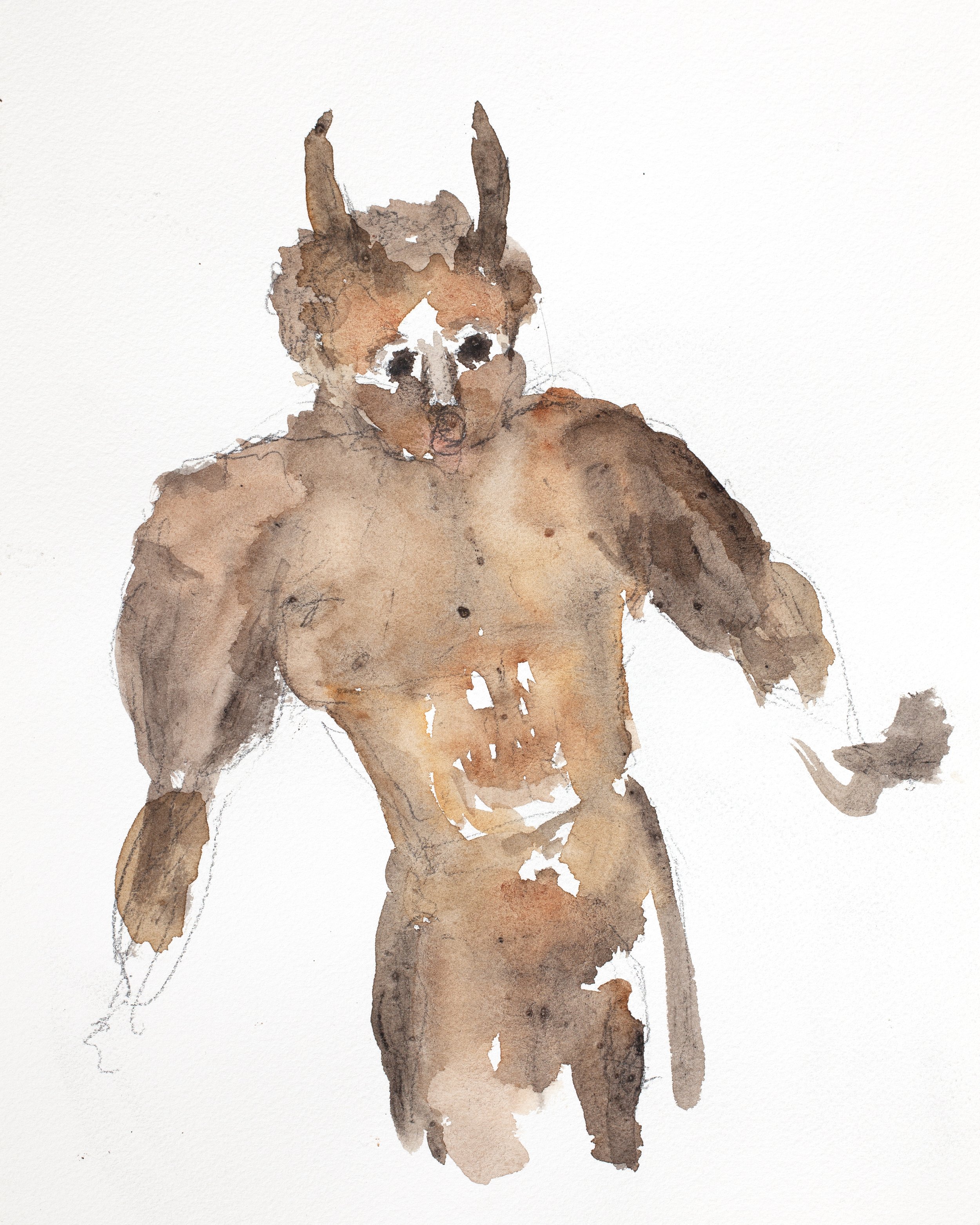 Creature, 2026, watercolor & pencil on paper, 12 x 9 inches 