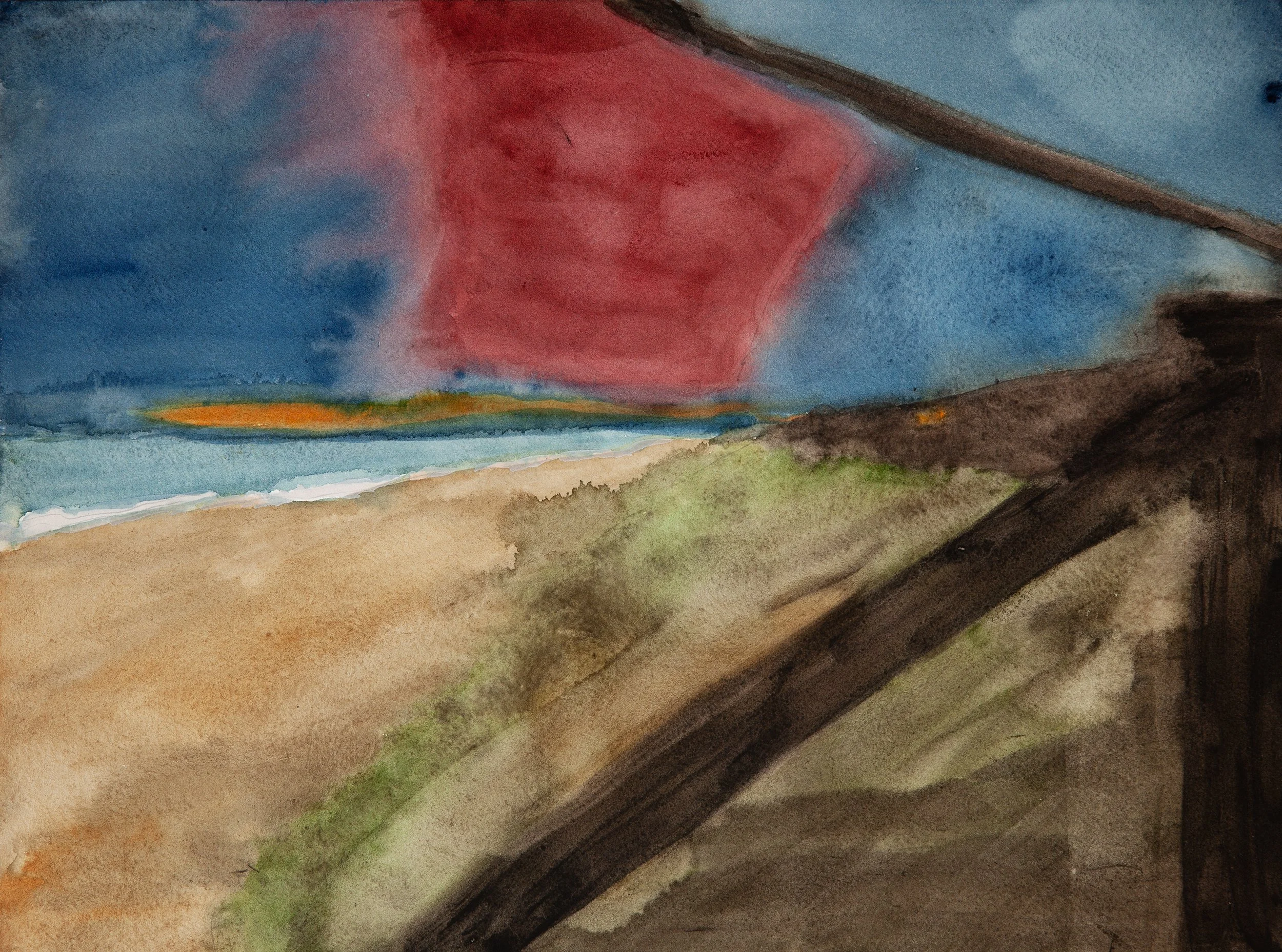Riptide, 2026, watercolor & pencil on paper, 12 x 16 inches 