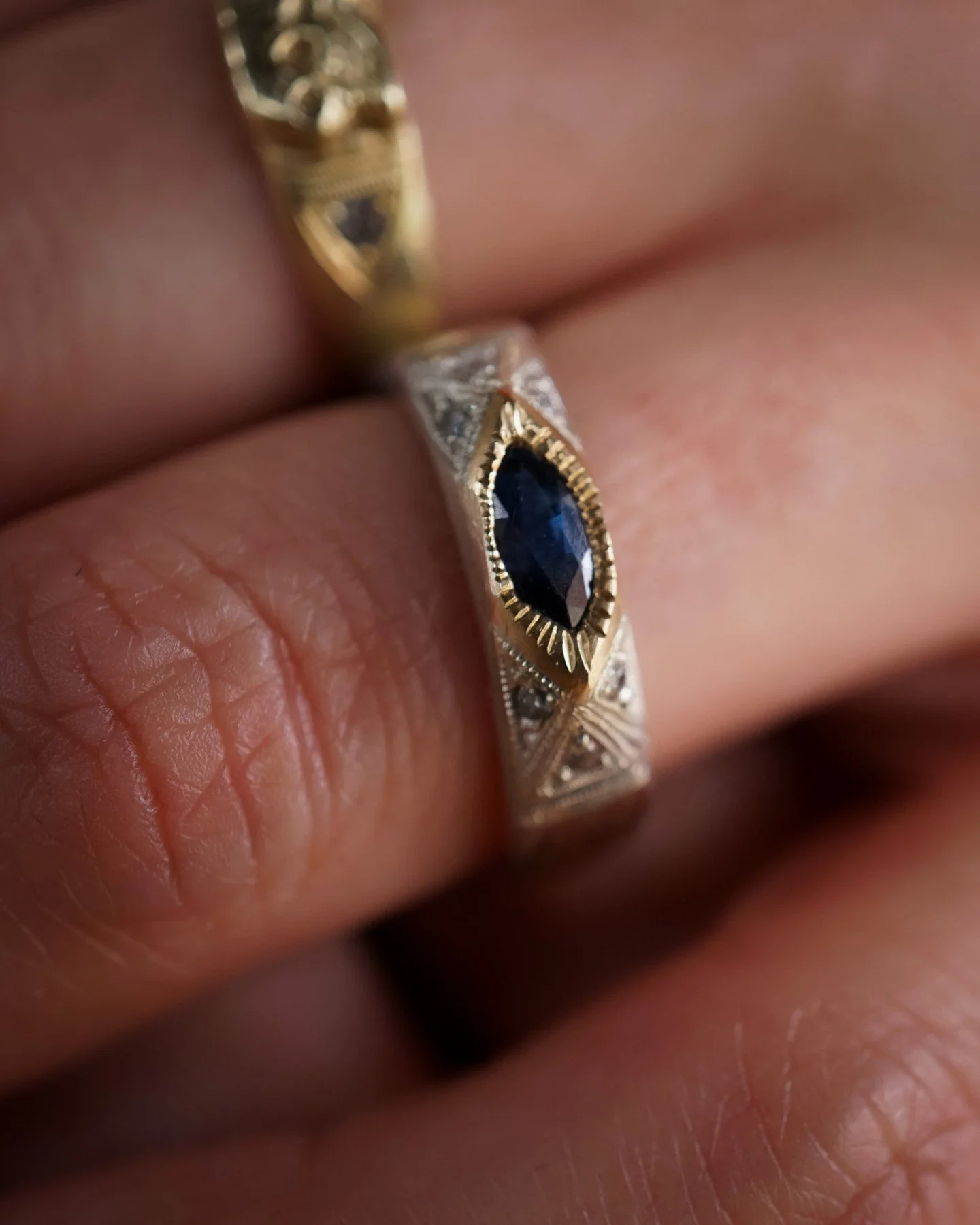 The Arabella: A study in elegance and chaos. I spent a lot of research time in a book called "Victorian Comfort" for these rings. The title was rather tongue in cheek, in that many sections offered first what came before comfort (there was 