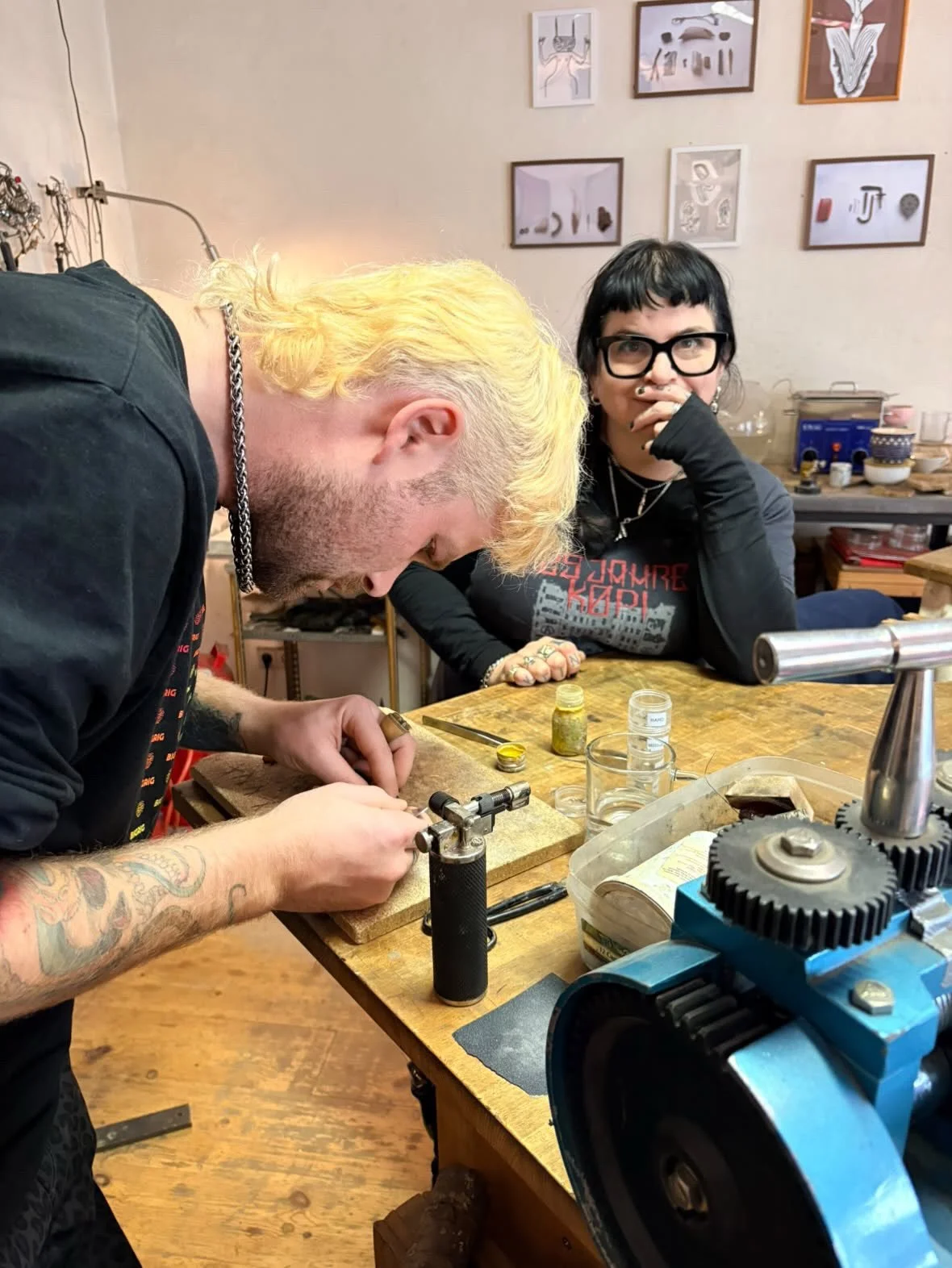 Awesome workshop with awesome humans yesterday! Always so great to welcome people back to the studio and meet clients from afar IRL. Laughter was had, stones were cracked, amazing jewelry was made, and no blood was shed&hellip; basically a perfect cl