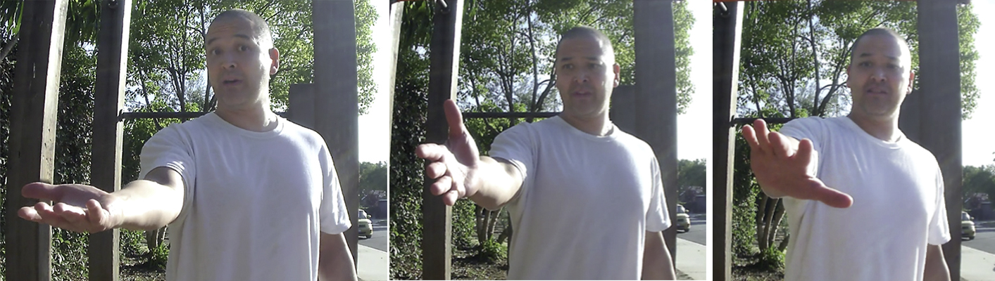 Above is an example of external, neutral, and internal rotation. In the YTWL exercises you want to be externally rotated (as shown in the far left picture) so that your thumb is pointed back behind you. 