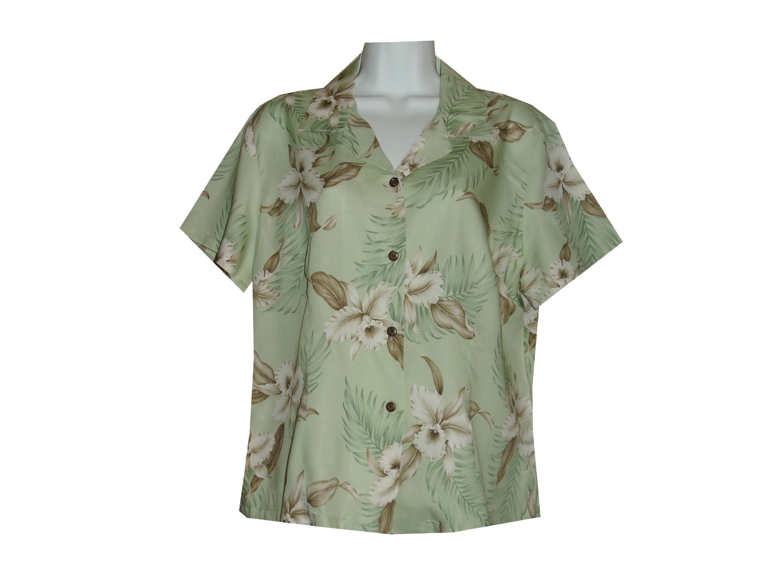 GAL-809G- Rayon Women's Aloha Blouse Lulumahu Orchid