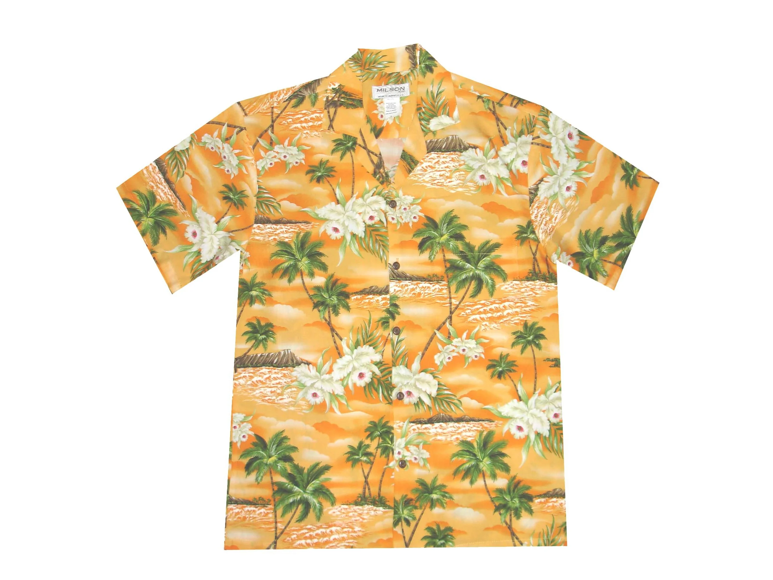 AL-823OR - Diamond Head Orange Rayon Men's Aloha Shirt 