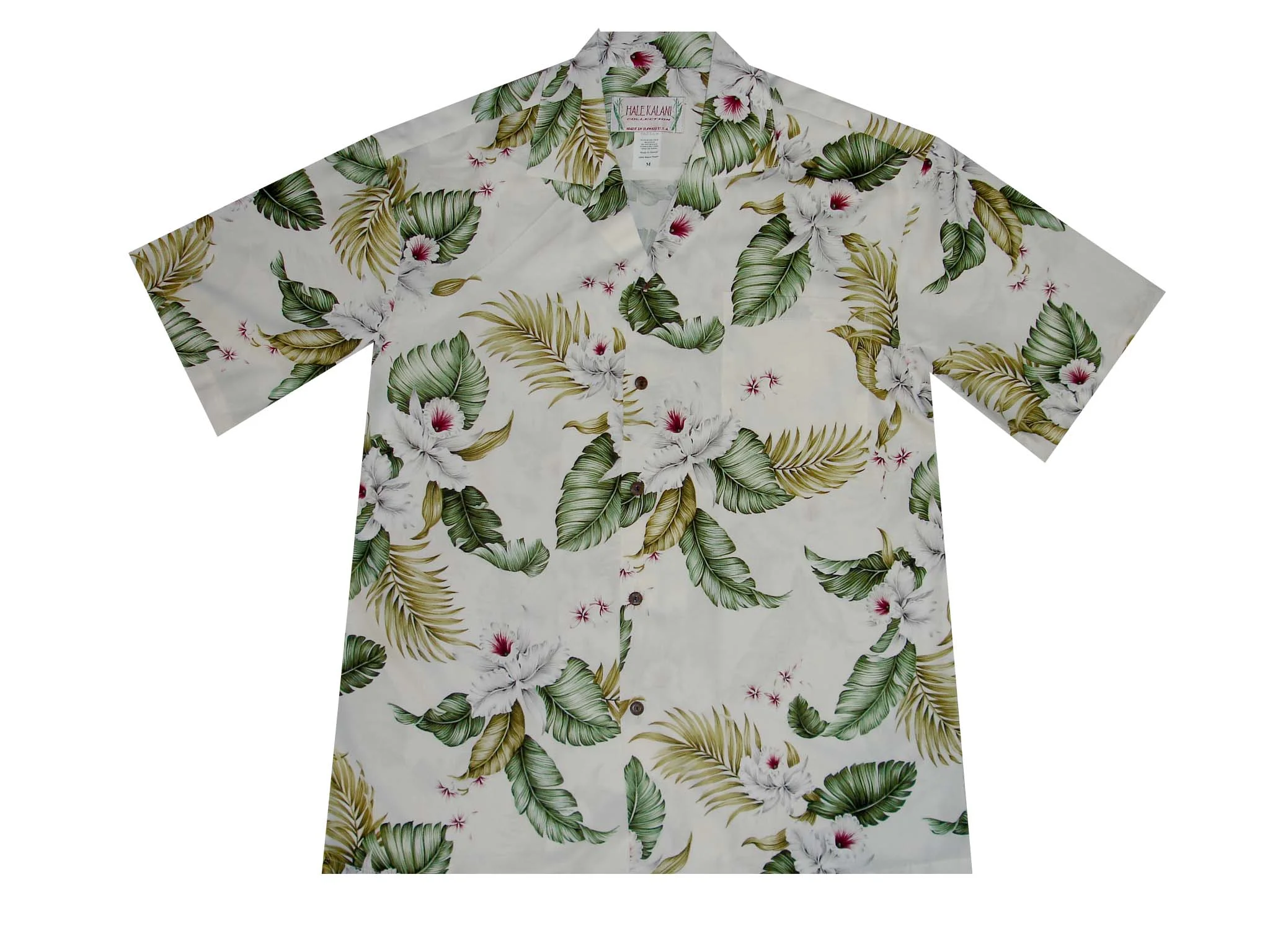 AL-812W- Palolo Coral Orchid White Rayon Men's Aloha Shirt 