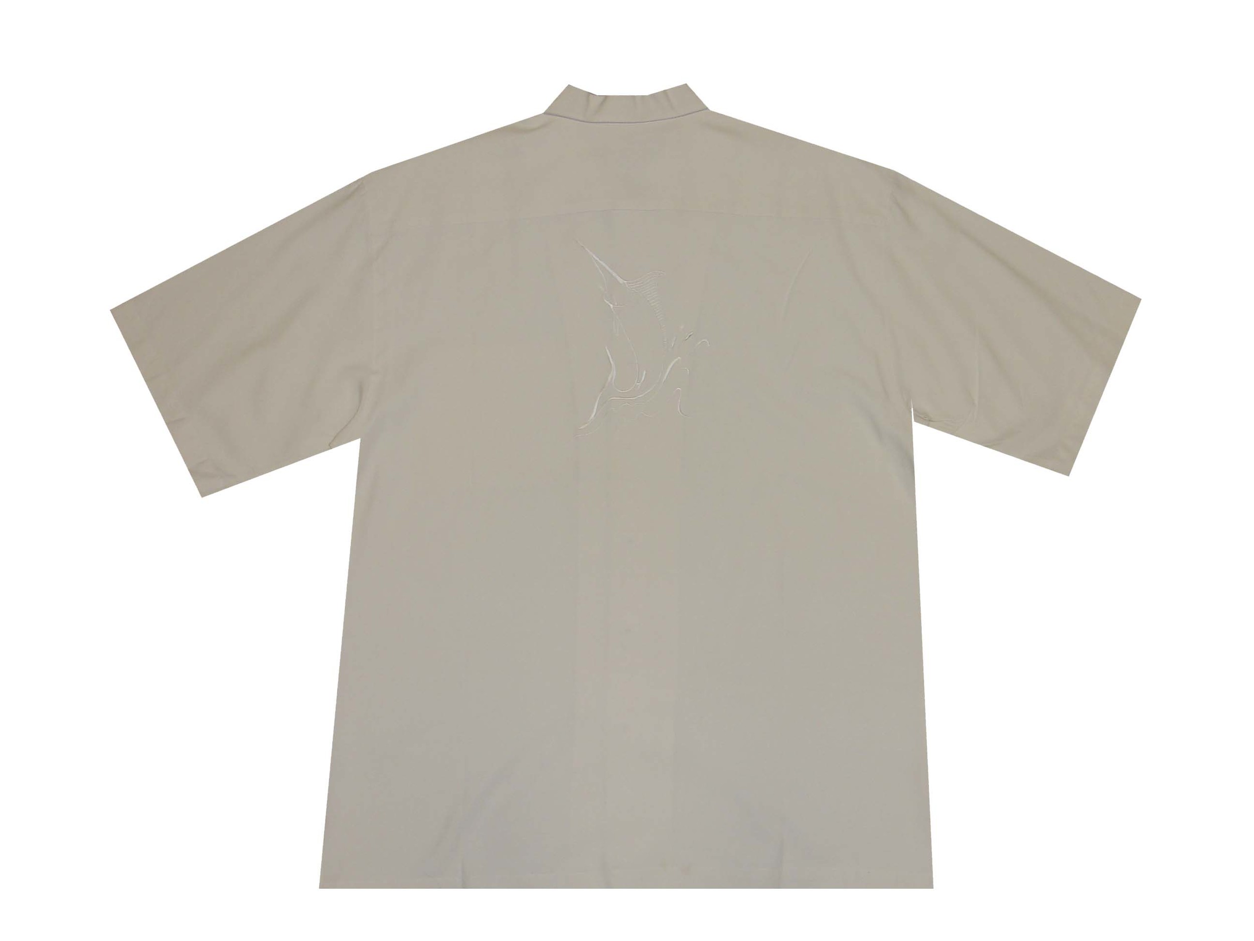 AL903W - Cream Embroidered Swordfish Silk Men's Hawaiian Shirt