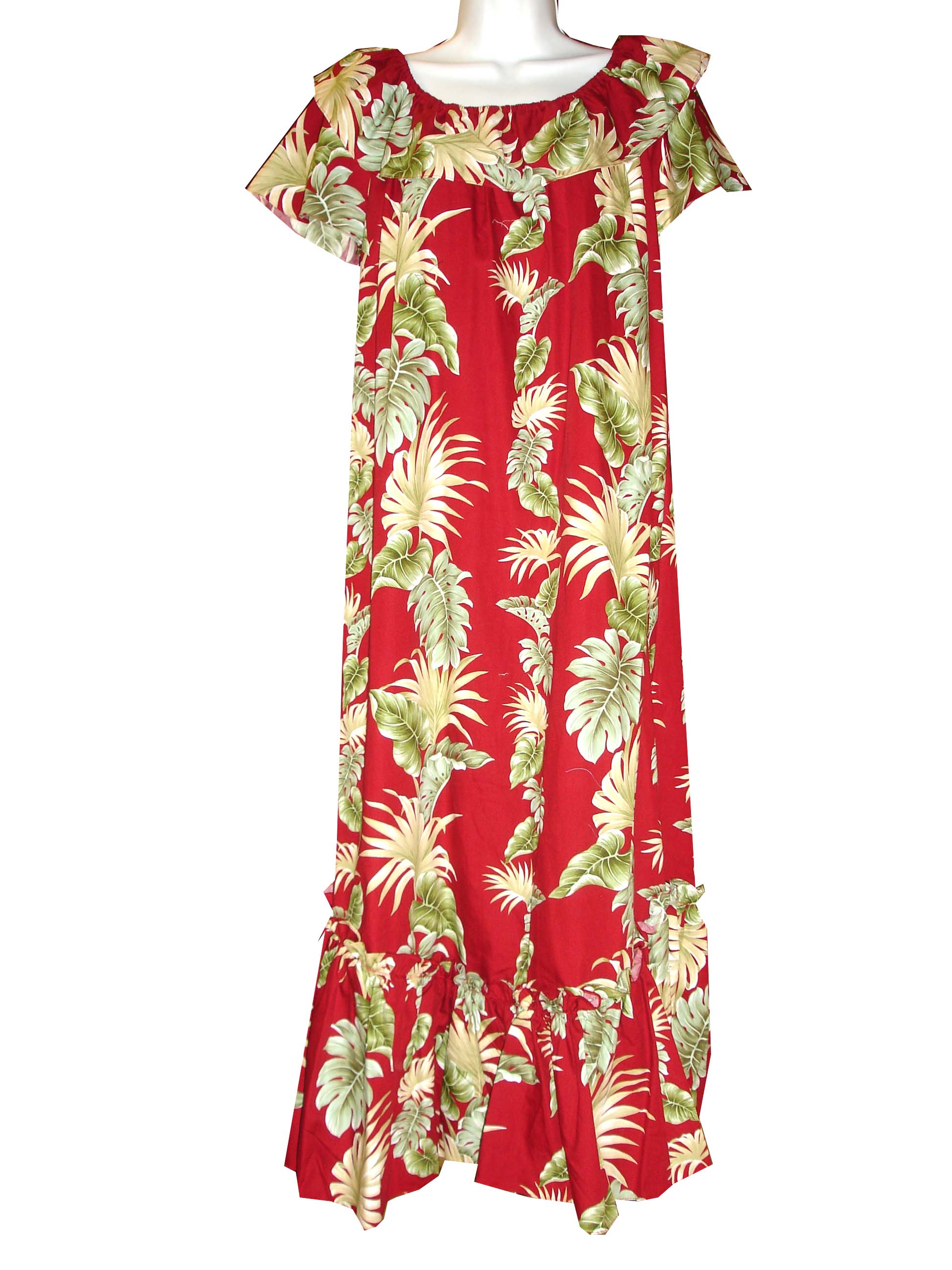 Long Red Cotton Muumuu Hawaiian Dress plus size made in Hawaii | KY'S ...