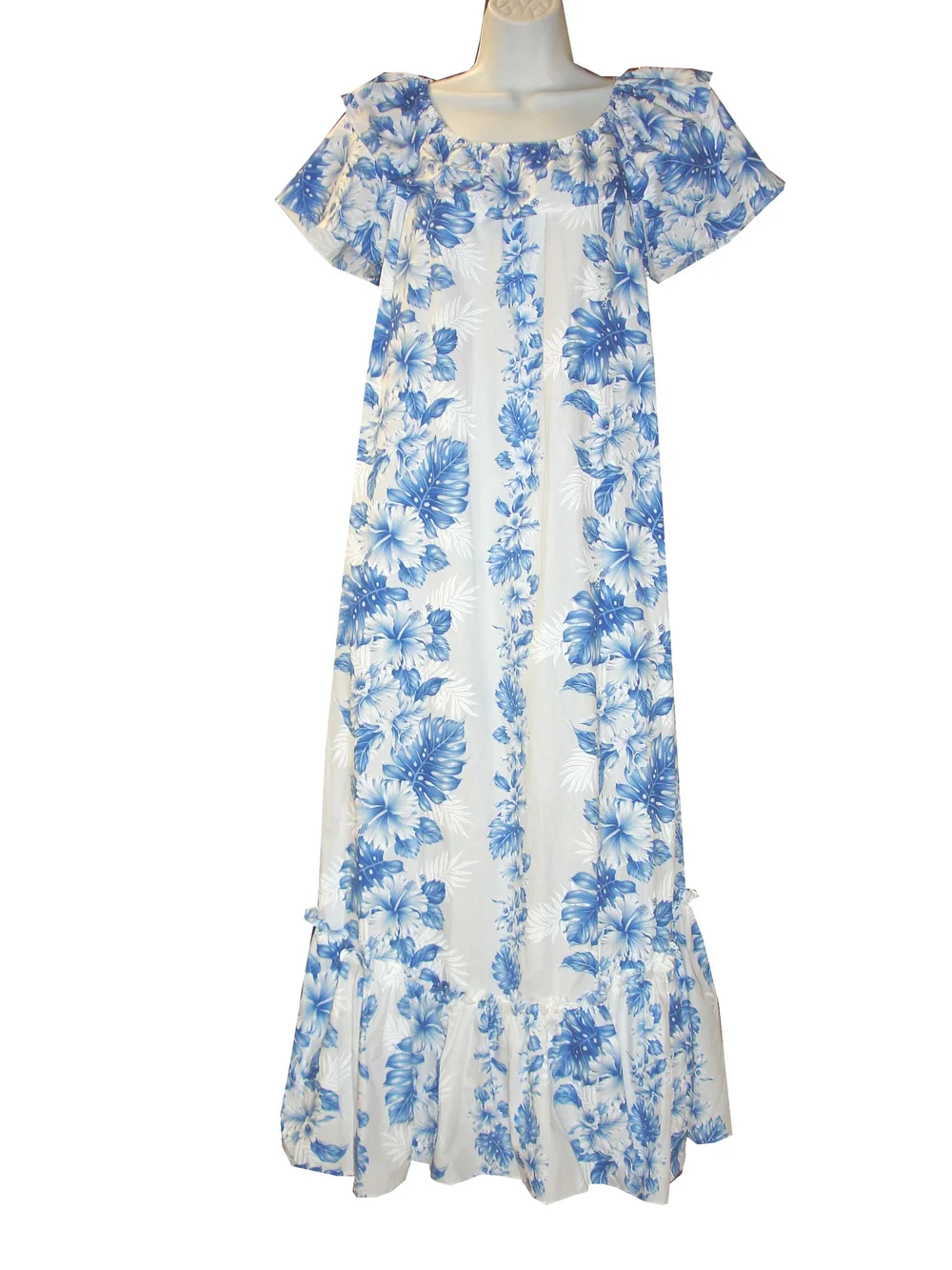 Long White Cotton Muumuu Hawaiian Dress  Kyifi.com