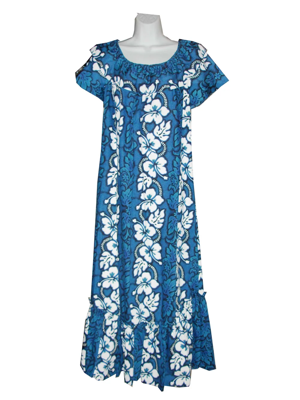 cotton muumuu dresses Long Muumuu Dress 3/4 Sleeve Kamamalu Navy / XS main image 1