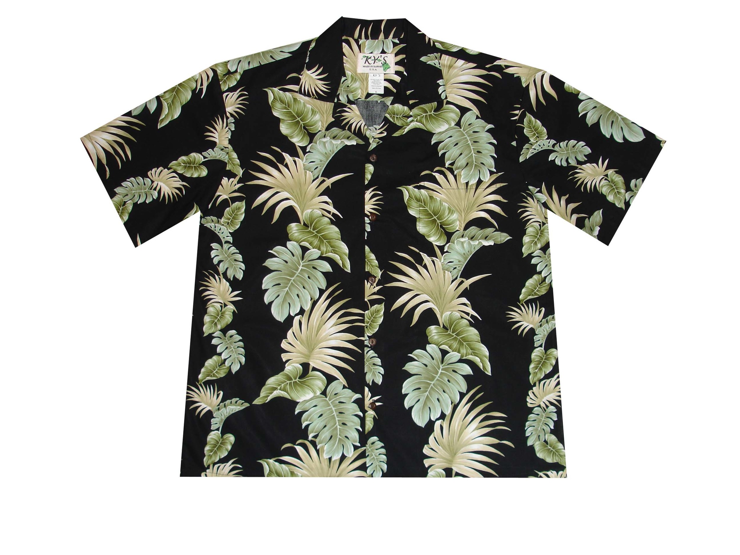 Orchid Hibiscus Panel Navy Blue Cotton Men's Hawaiian Shirt — kyifi.com