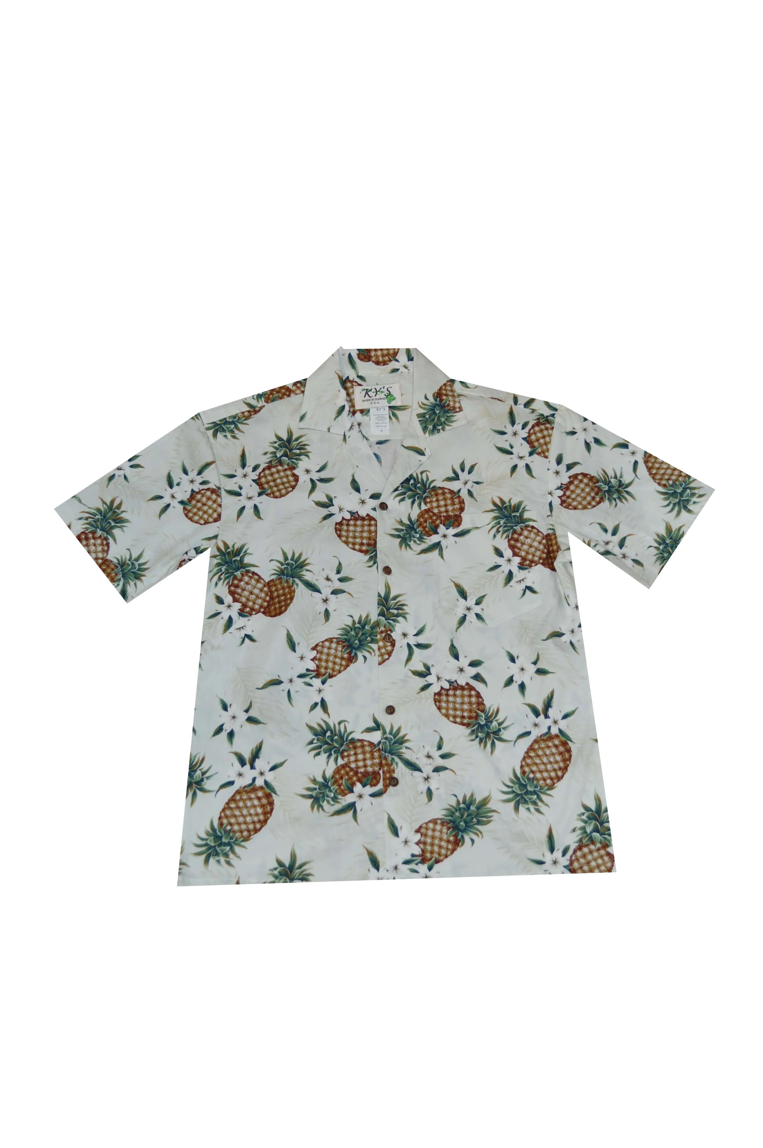 AL410W - Pineapple White Aloha Shirt
