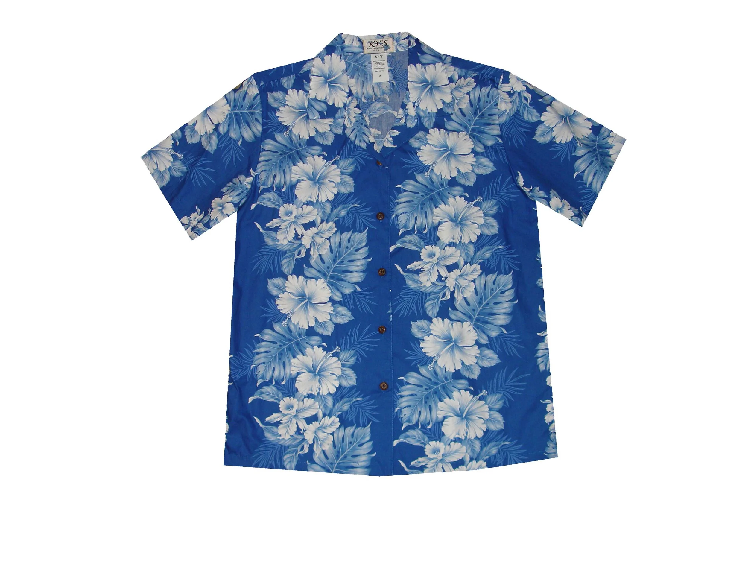 LAL-434 NB- Ladies Cotton Camp Aloha Shirt Orchid Hibiscus
