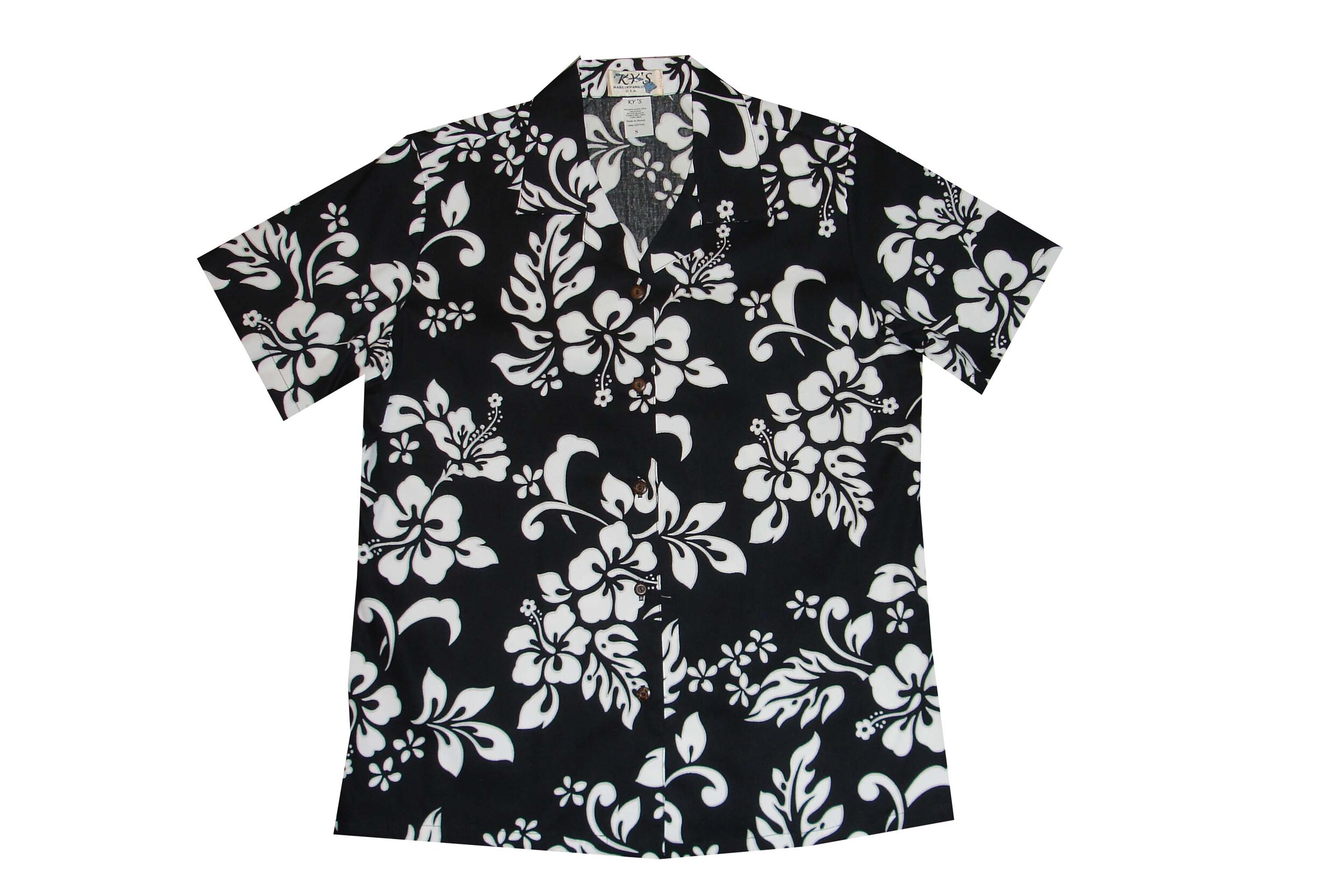 LAL-354B-Ladies Cotton Camp Aloha Shirts Original Hibiscus