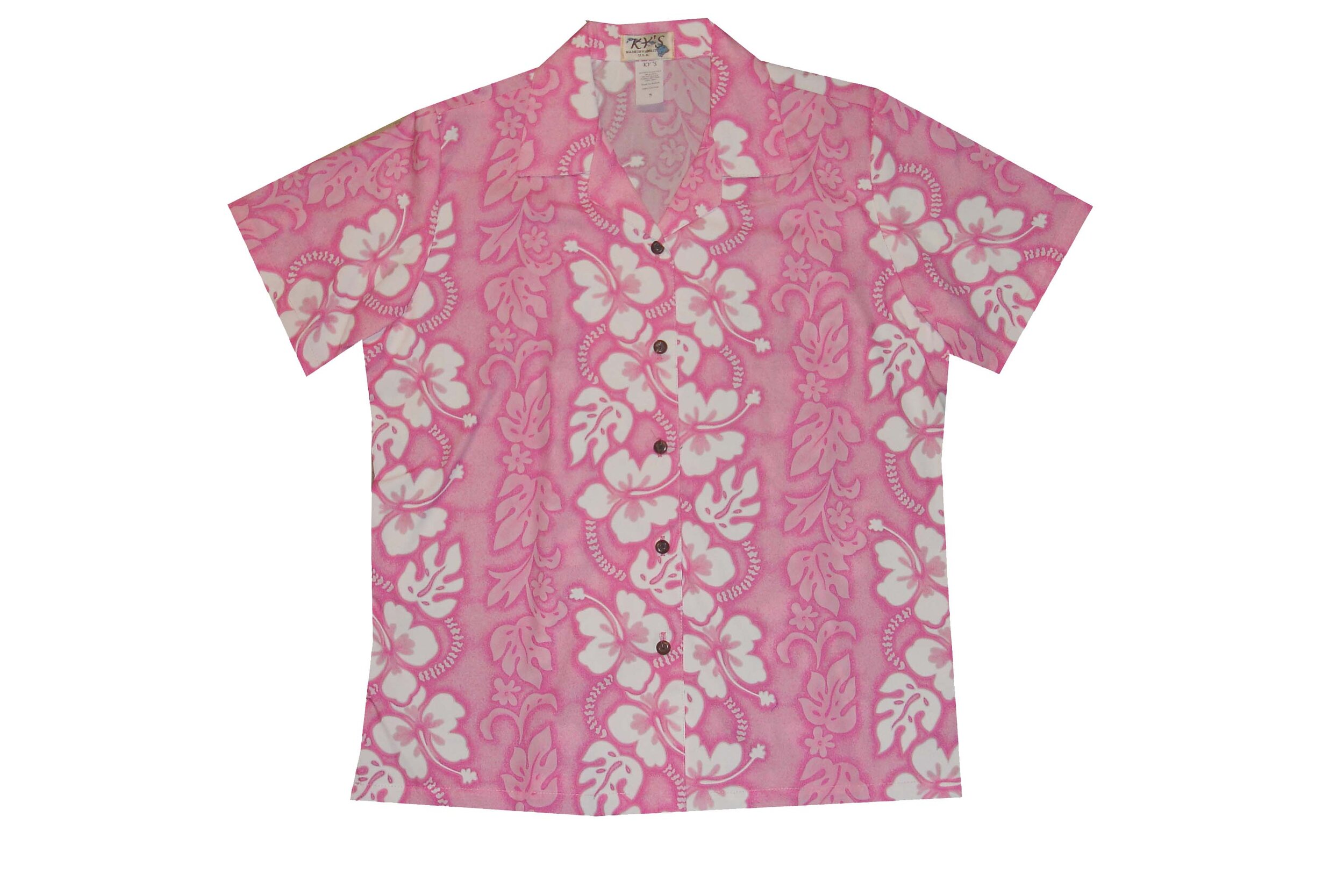 LAL-213P- Ladies Cotton Camp Aloha Shirts Hibiscus