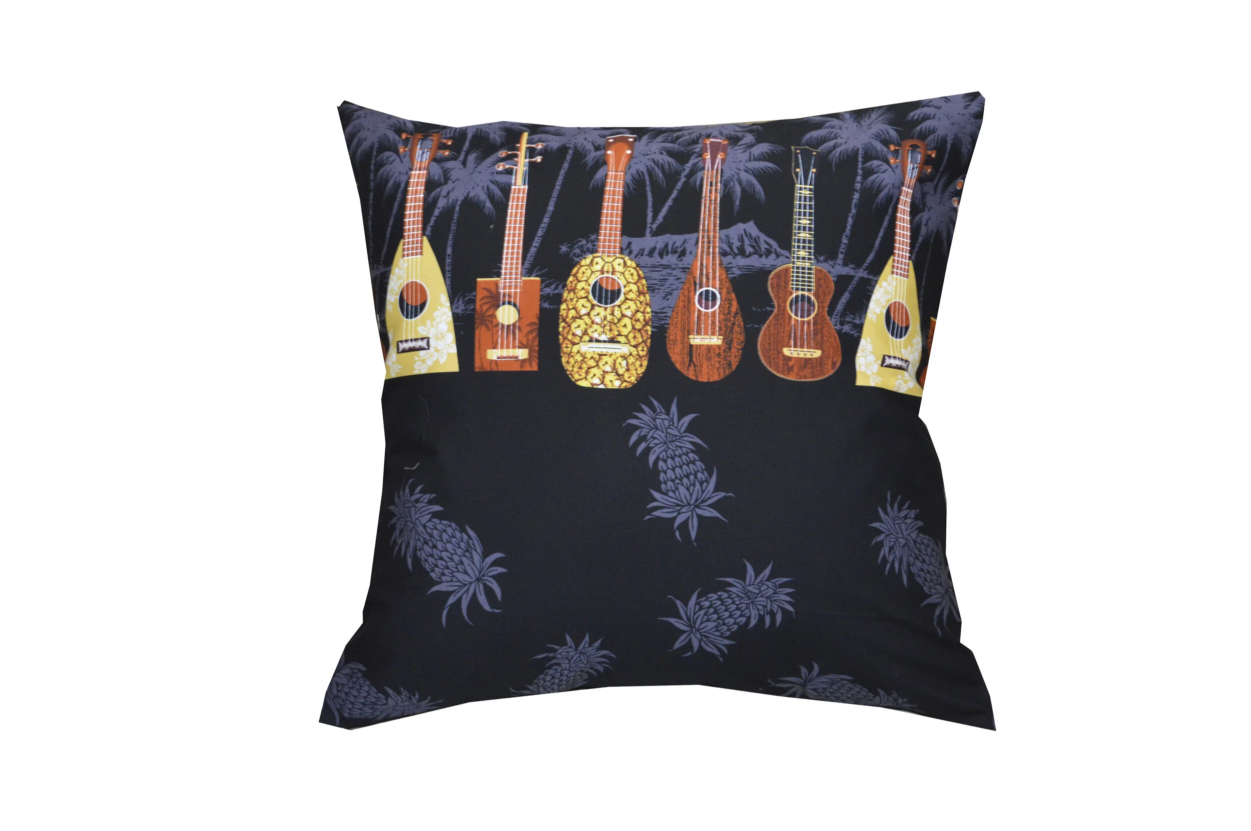 PL407B- Ukulele Black Pillow Case  