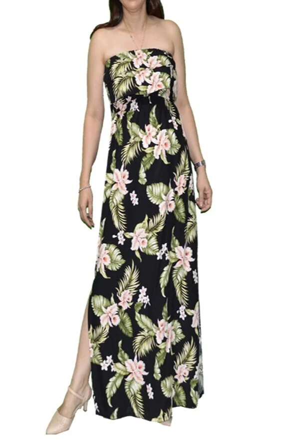 hawaiian bridesmaid dresses monstera cereus blue leilani dress Elegant Purple Long Flare Dress Hawaiian V-neck Maxi Dress: Spaghetti