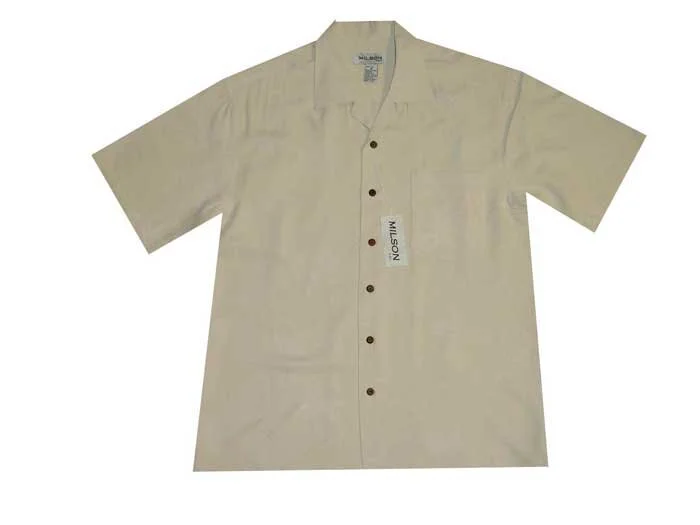 AL901Y- Tropical Palm Yellow Silk Men's Hawaiian Shirt  