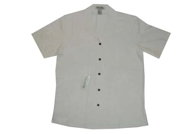 LAL-901 W - Tropical Palm Silk Women's Hawaiian Blouse