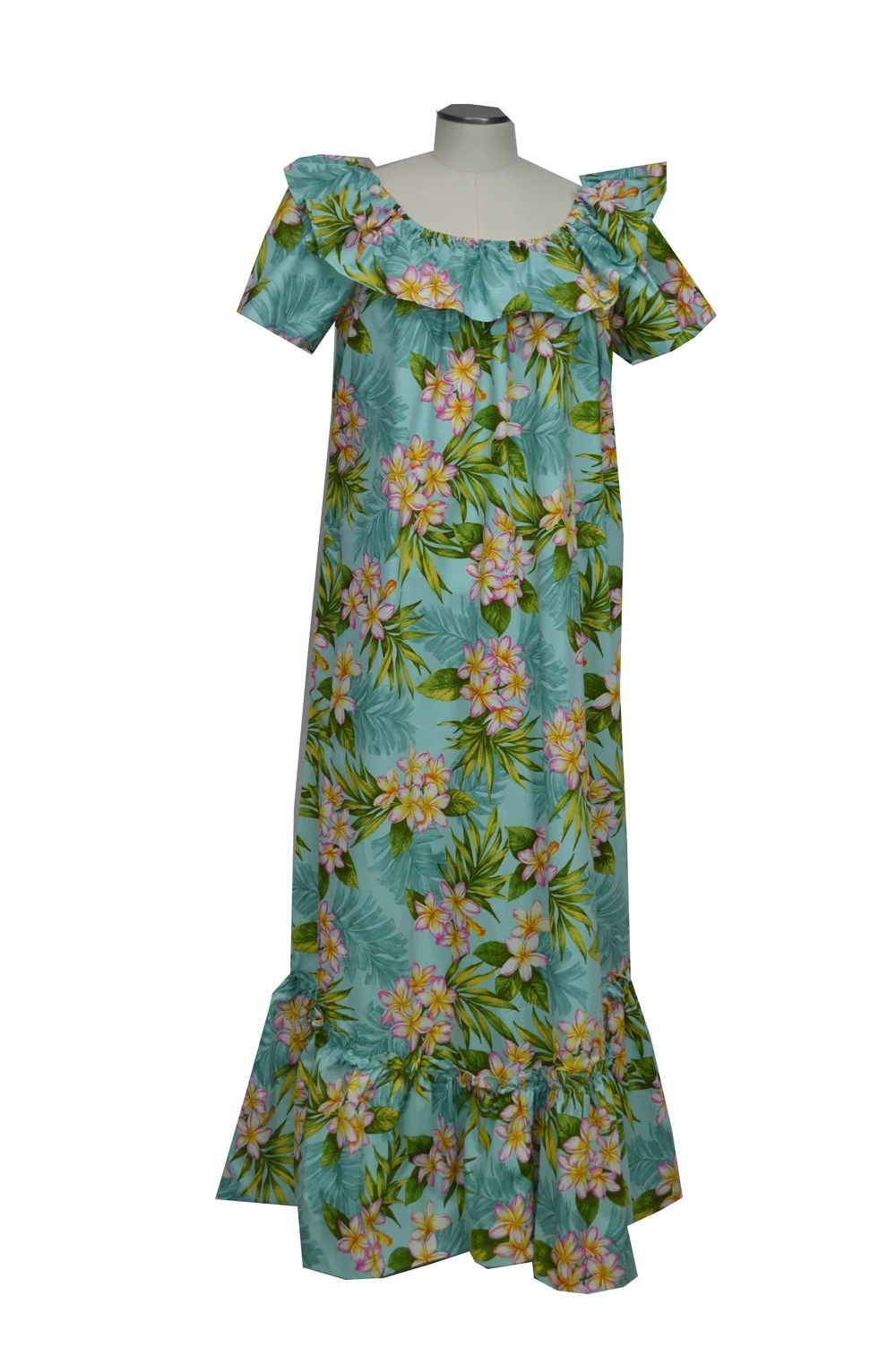 cotton muumuu dress Royal Hawaiian Creations Womens L Floral Palm Black Hawaii Stay comfortable and stylish with our Cotton Relax Fit Long Muumuu Dress Ka Makani - Gradation Medley