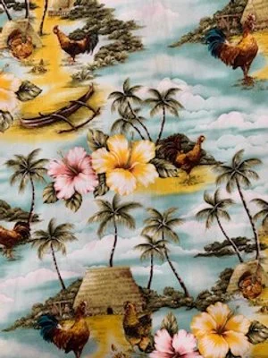 Hawaii Fabric Pali Lookout Rooster Print -F525