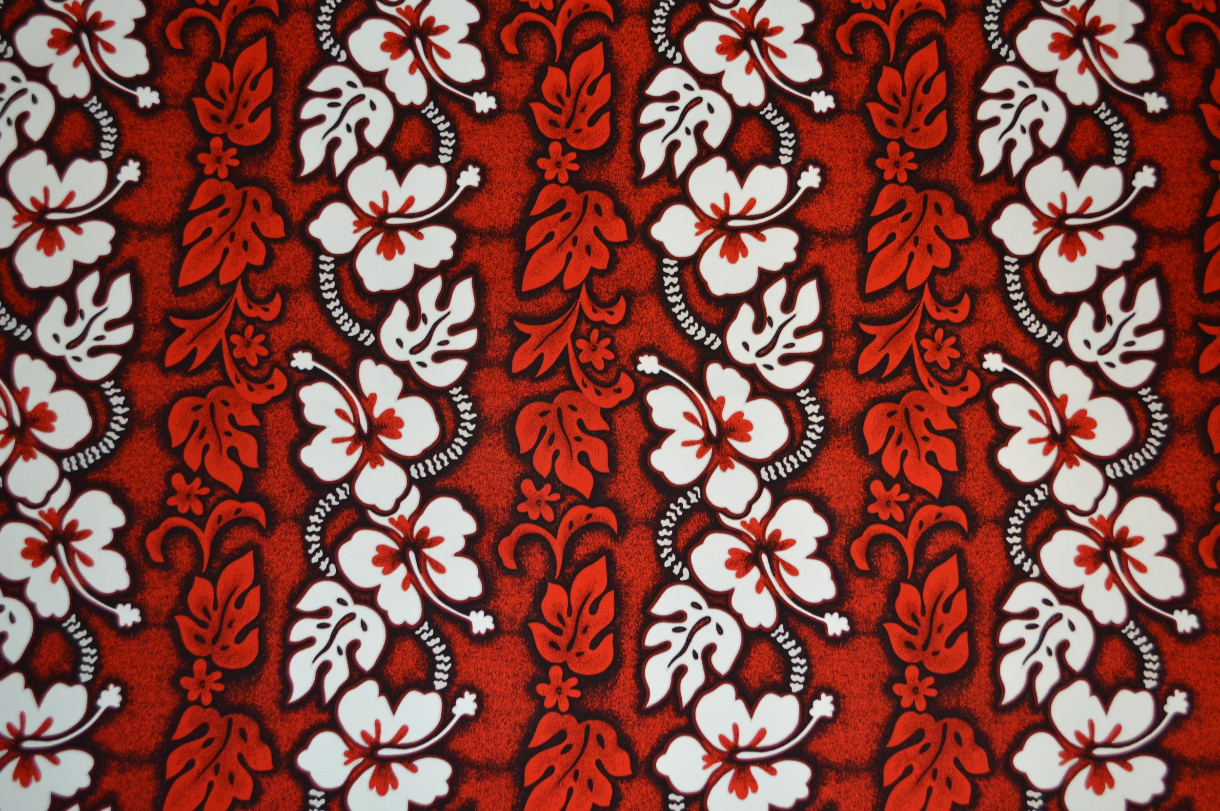 Hawaiian White Hibiscus Panel Print Fabric - F-213