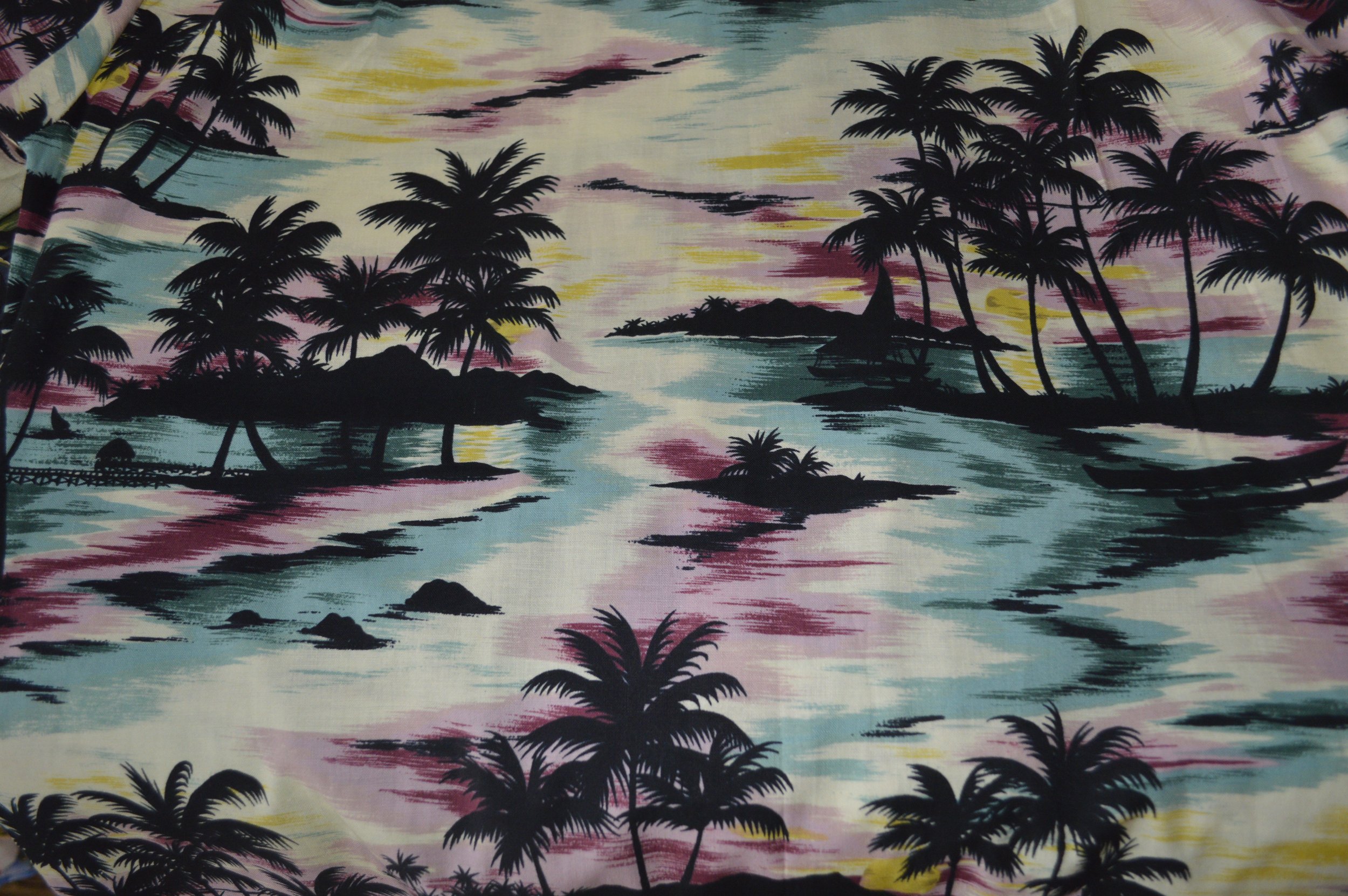 Exclusive Black Palm Tree Hawaiian Fabric 343